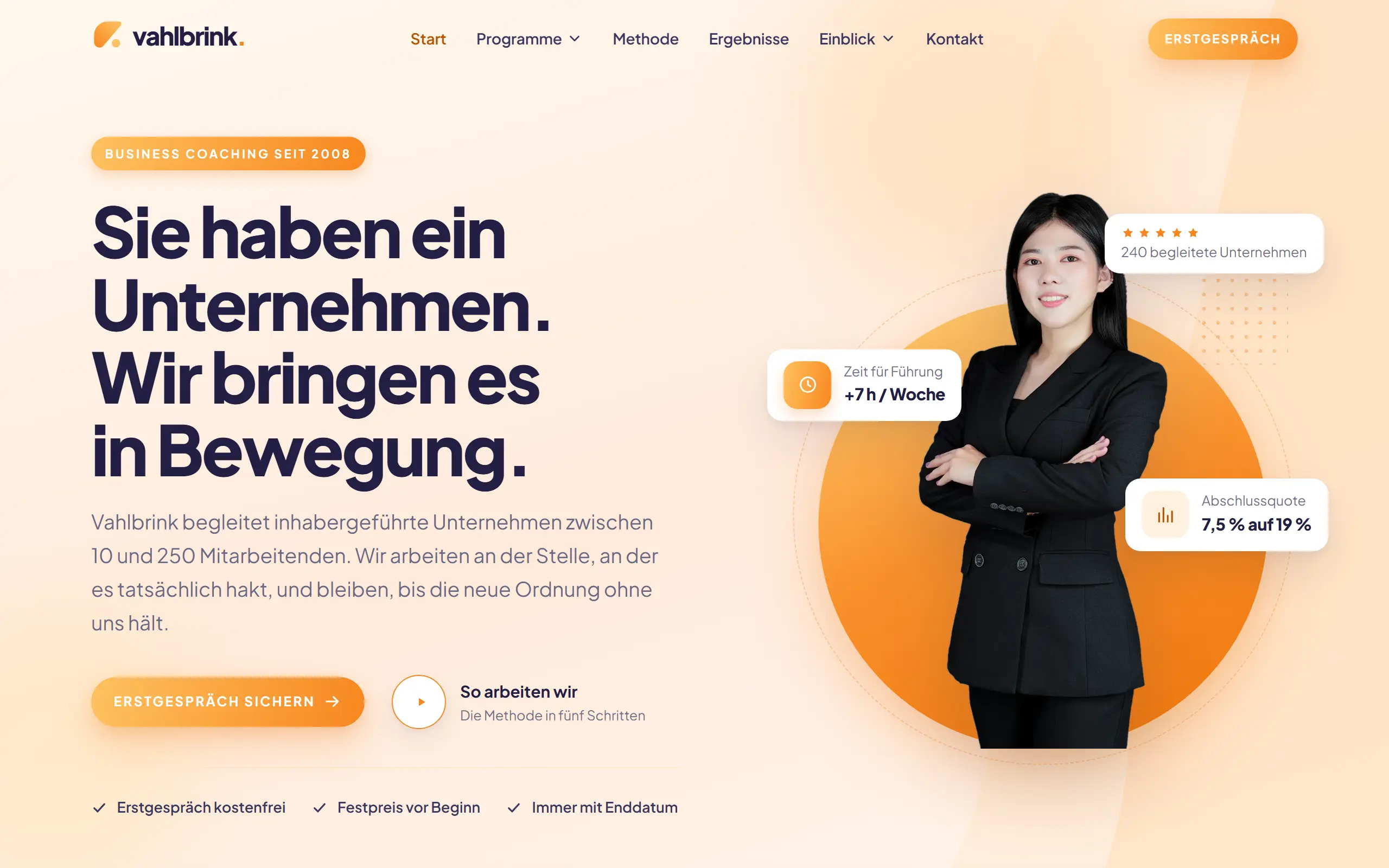Startseite des Templates Vahlbrink für eine Coaching & Beratung