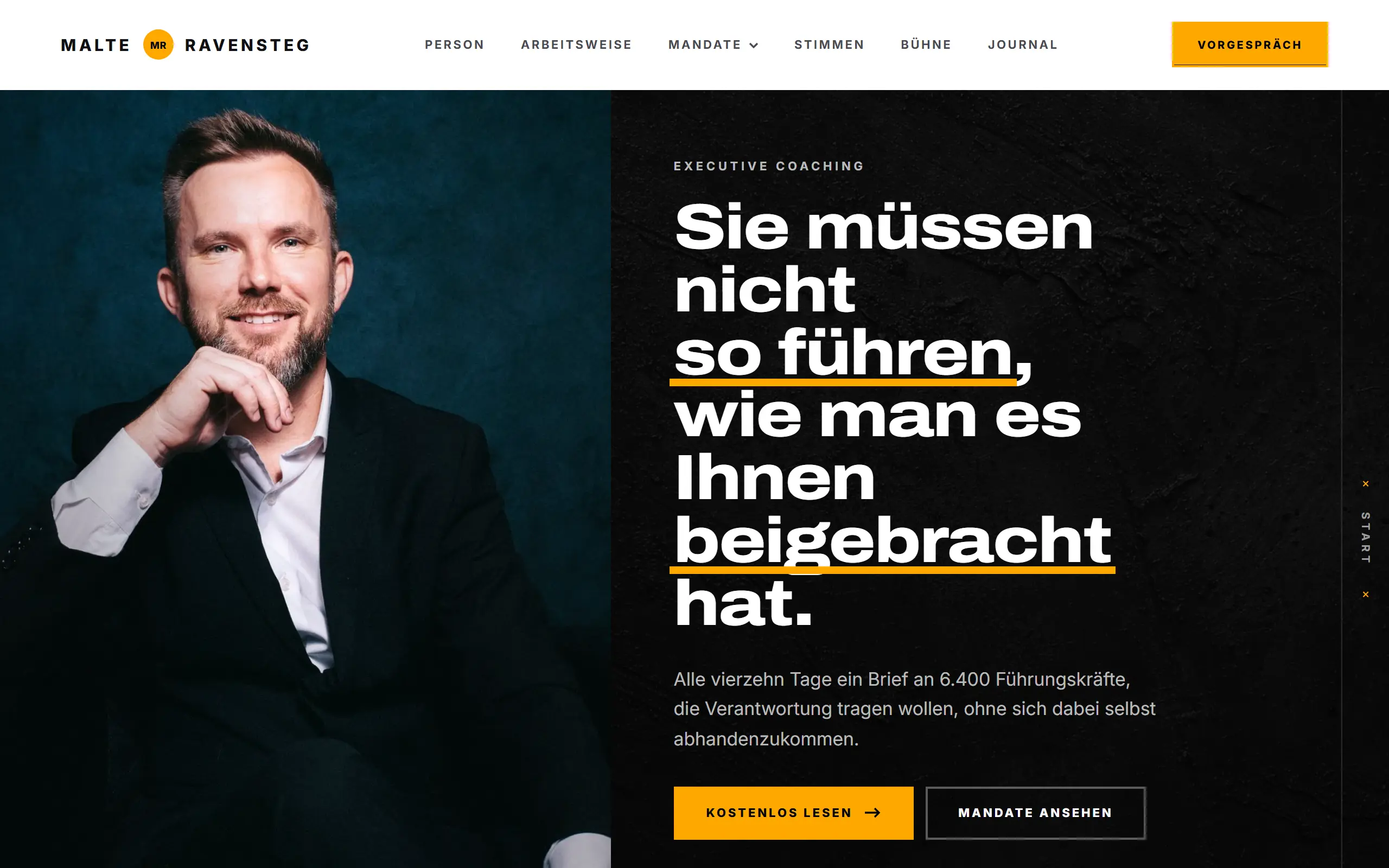 Startseite des Templates Ravensteg für eine Coaching & Beratung