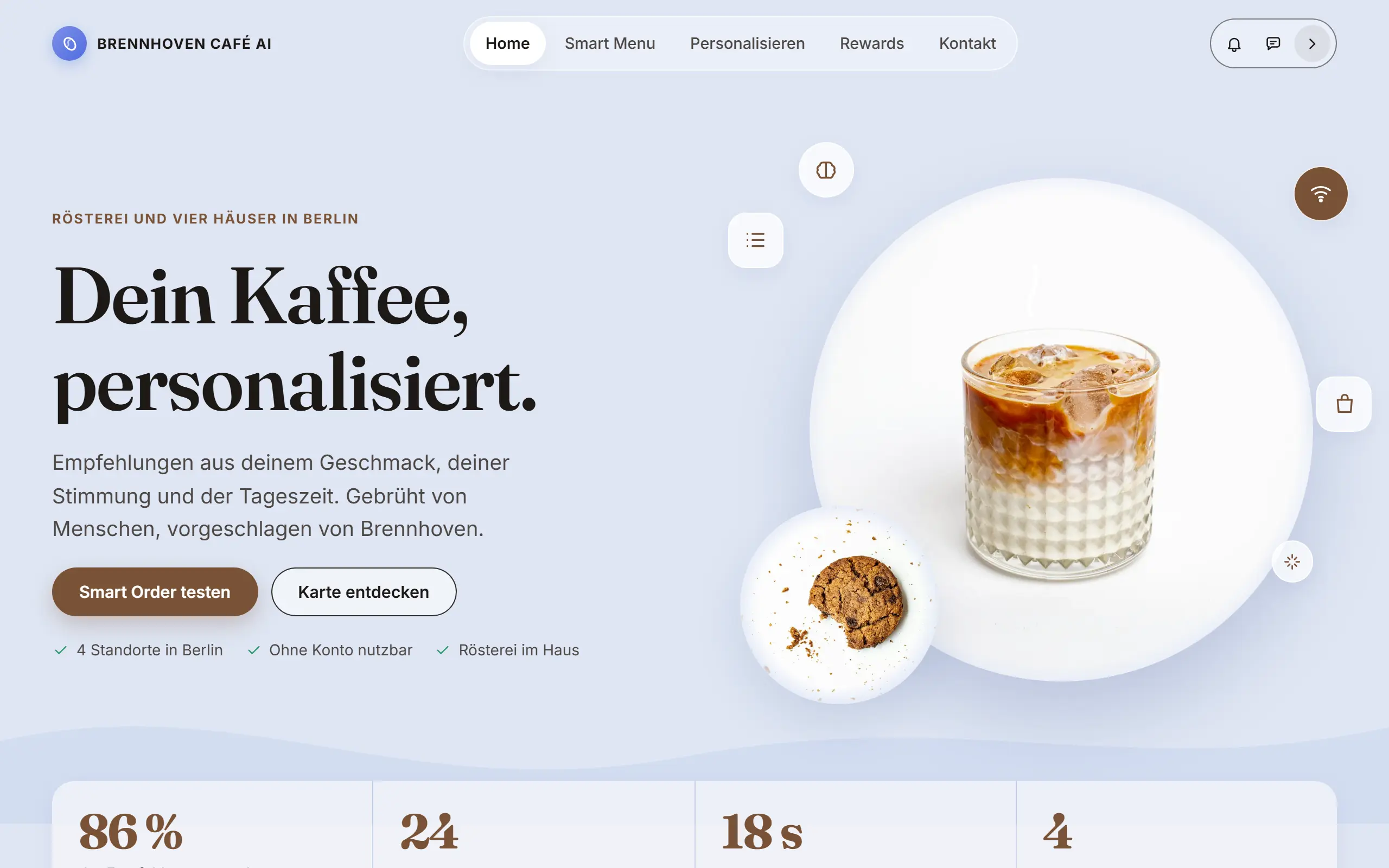 Startseite des Templates Brennhoven für eine Kaffeehaus & Rösterei