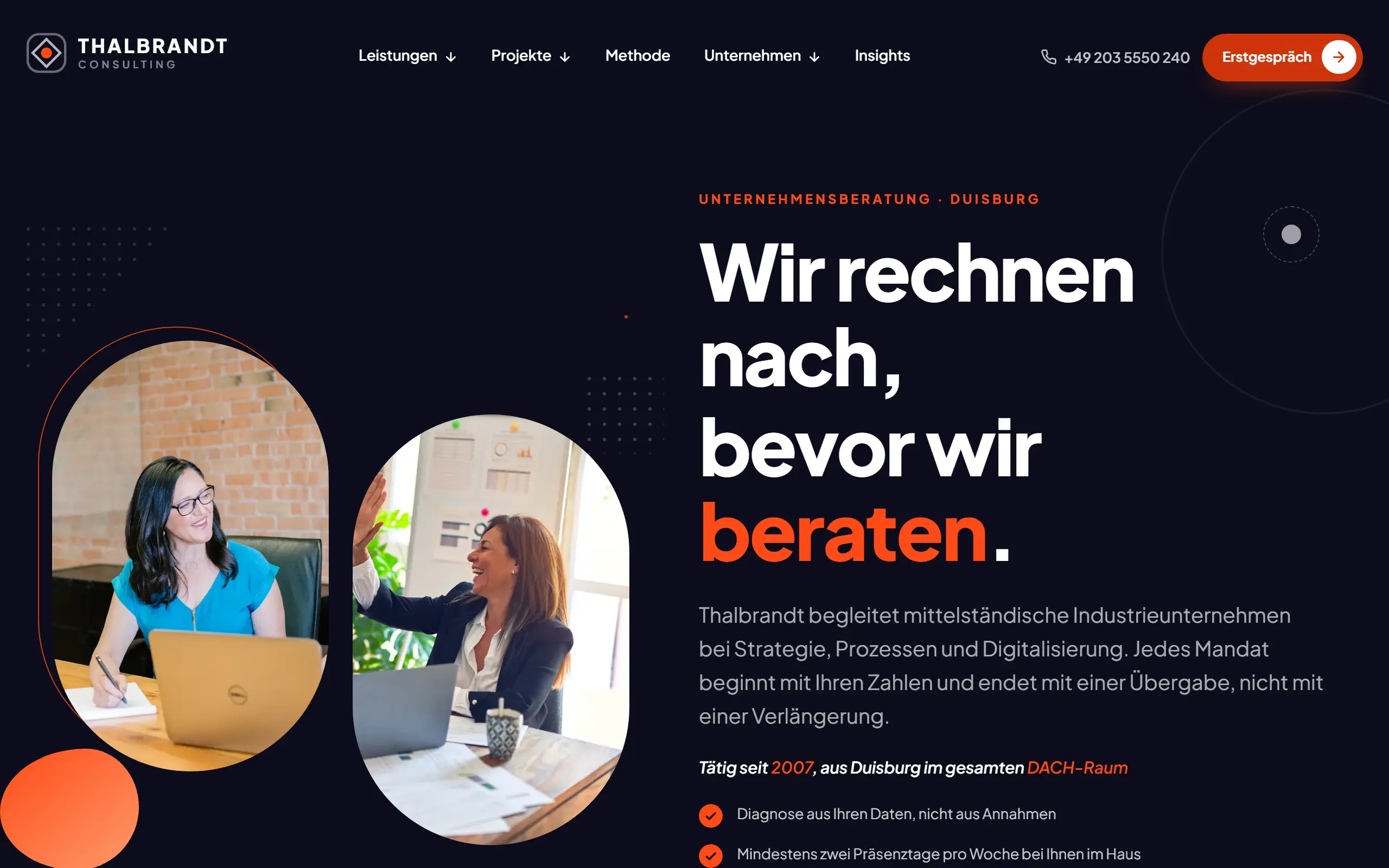 Startseite des Templates Thalbrandt für eine Coaching & Beratung