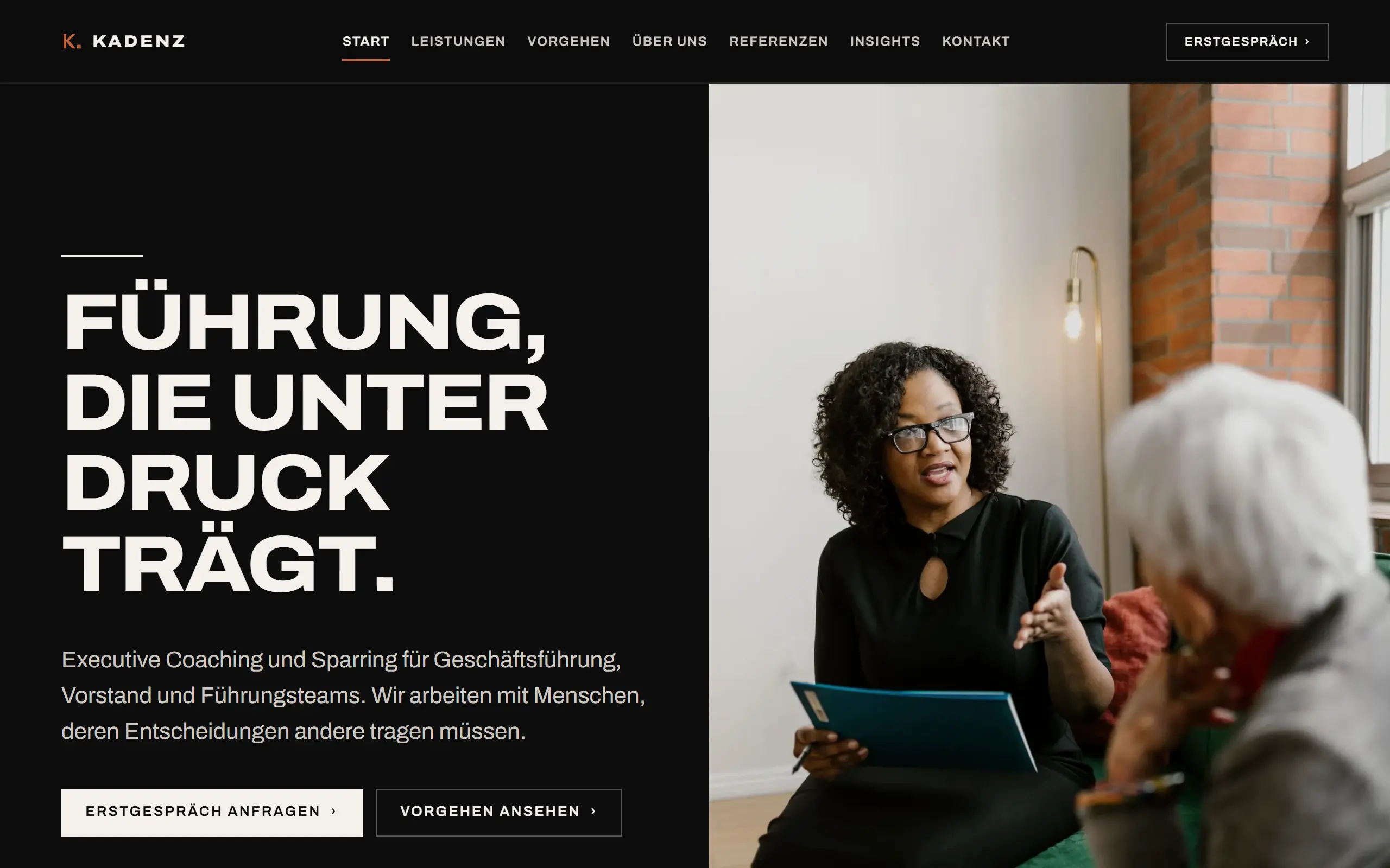 Startseite des Templates Kadenz für eine Coaching & Beratung
