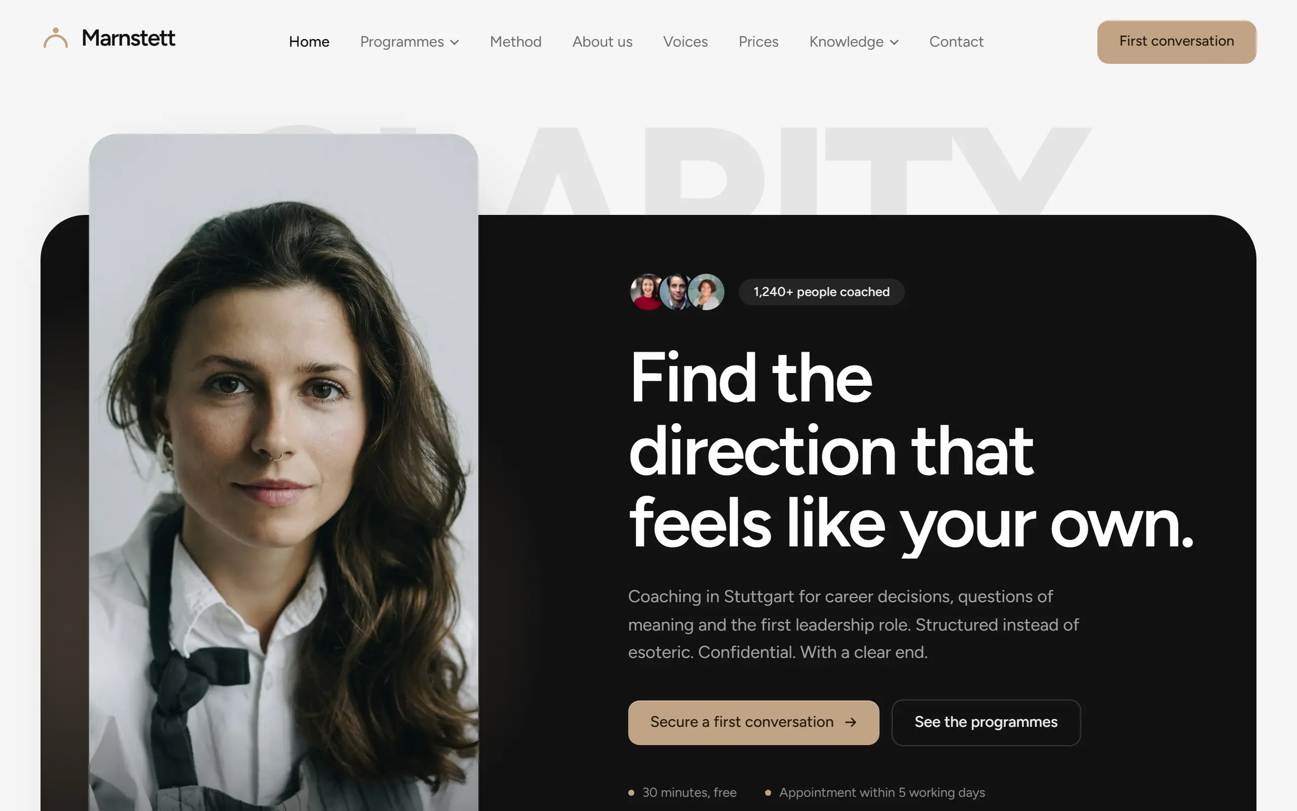 Home page of the Marnstett AI Website Template