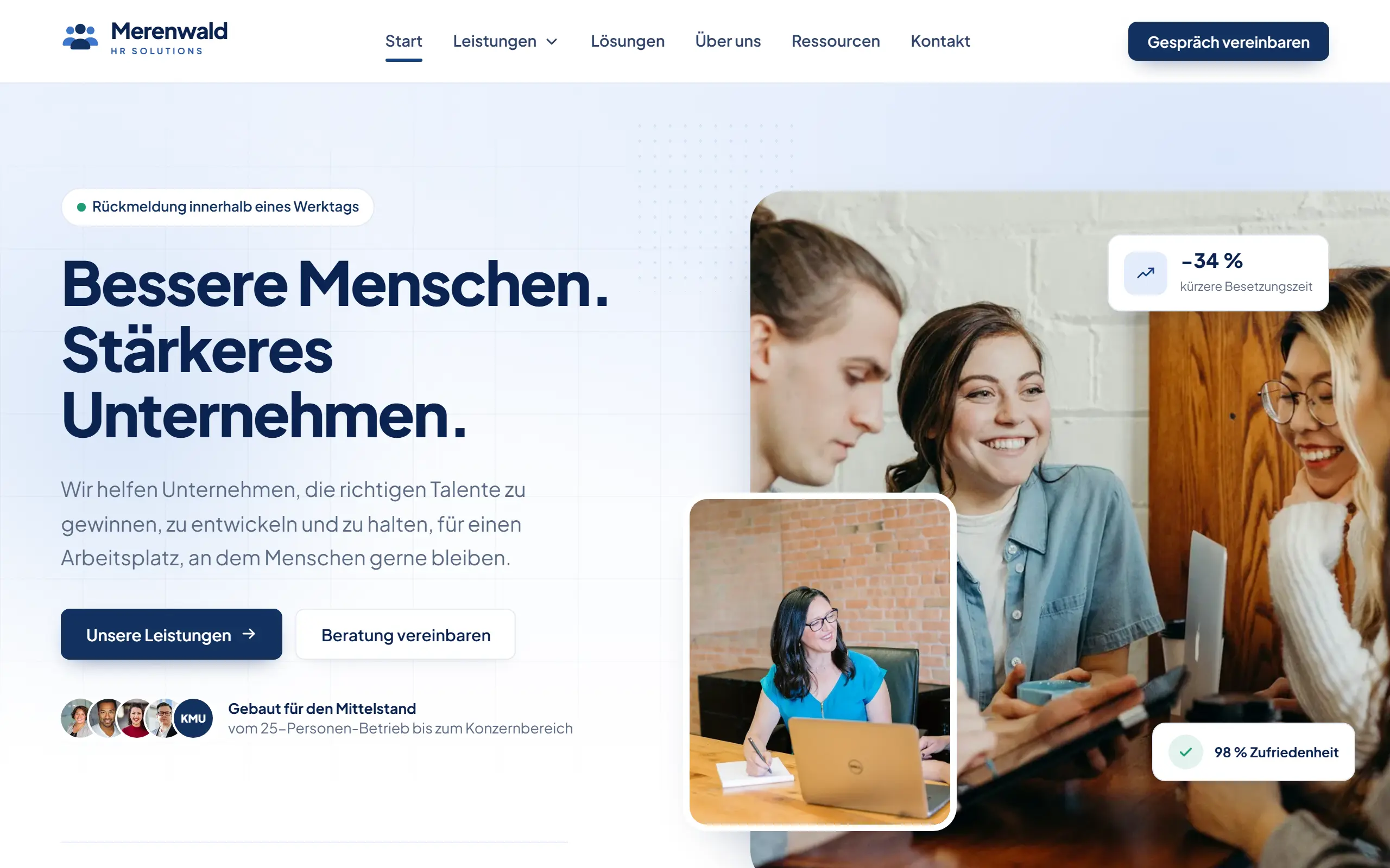 Startseite des Templates Merenwald für eine Coaching & Beratung