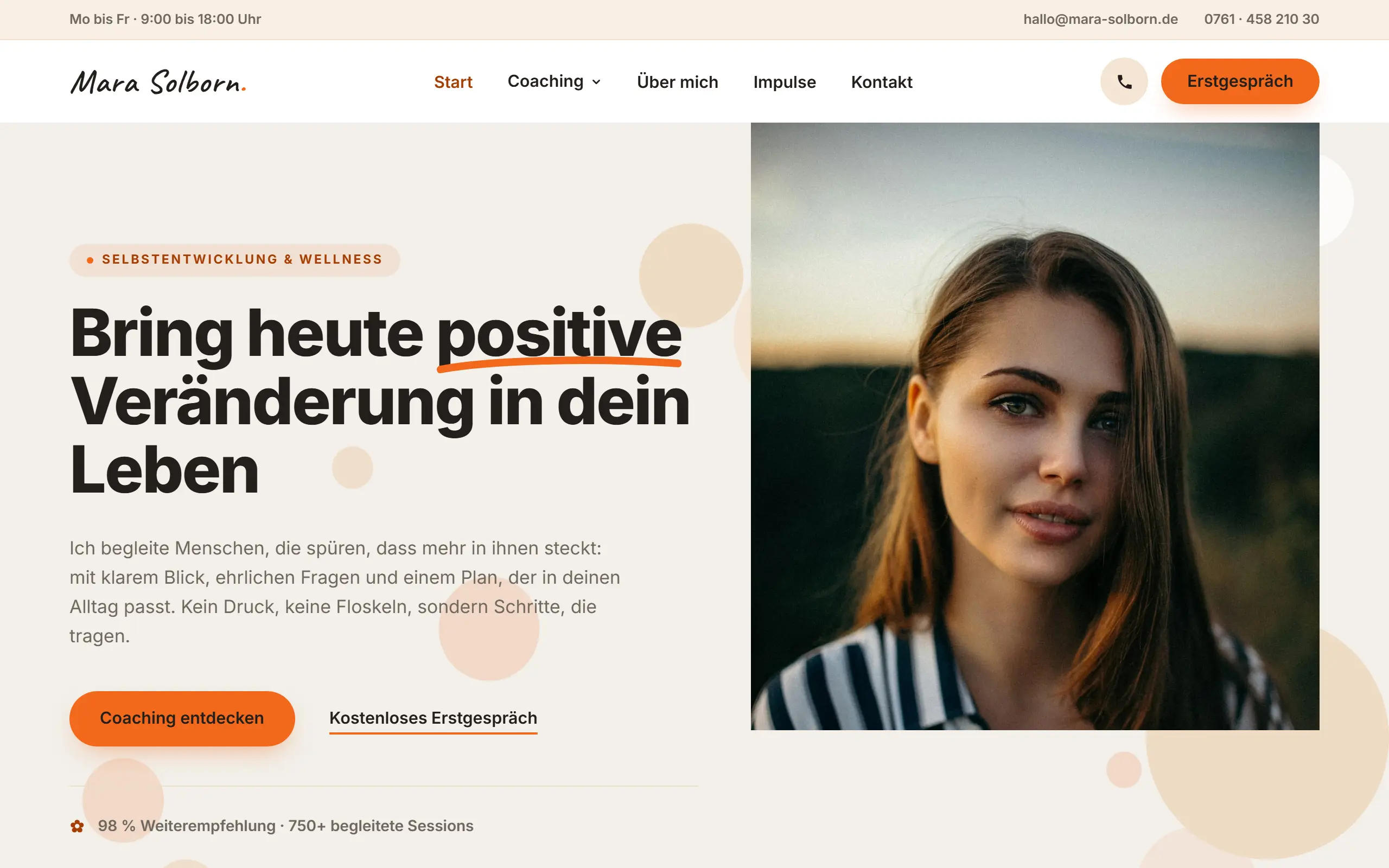 Startseite des Templates Solborn für eine Coaching & Beratung