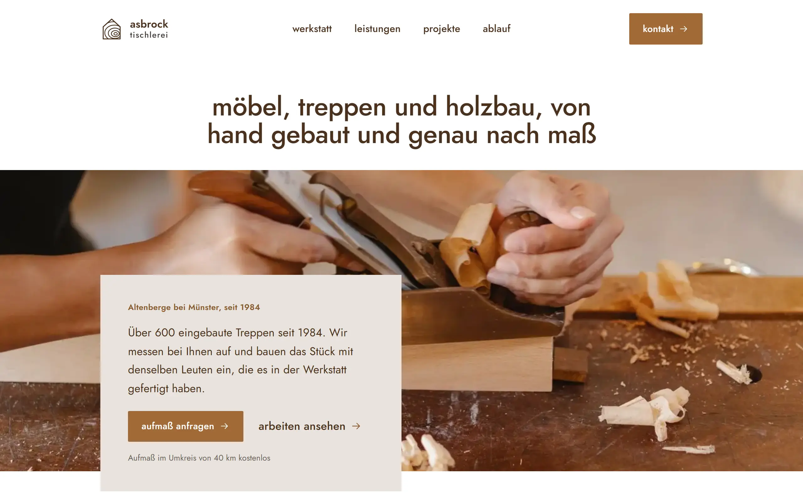 Startseite des Templates Asbrock für eine Tischlerei & Innenausbau
