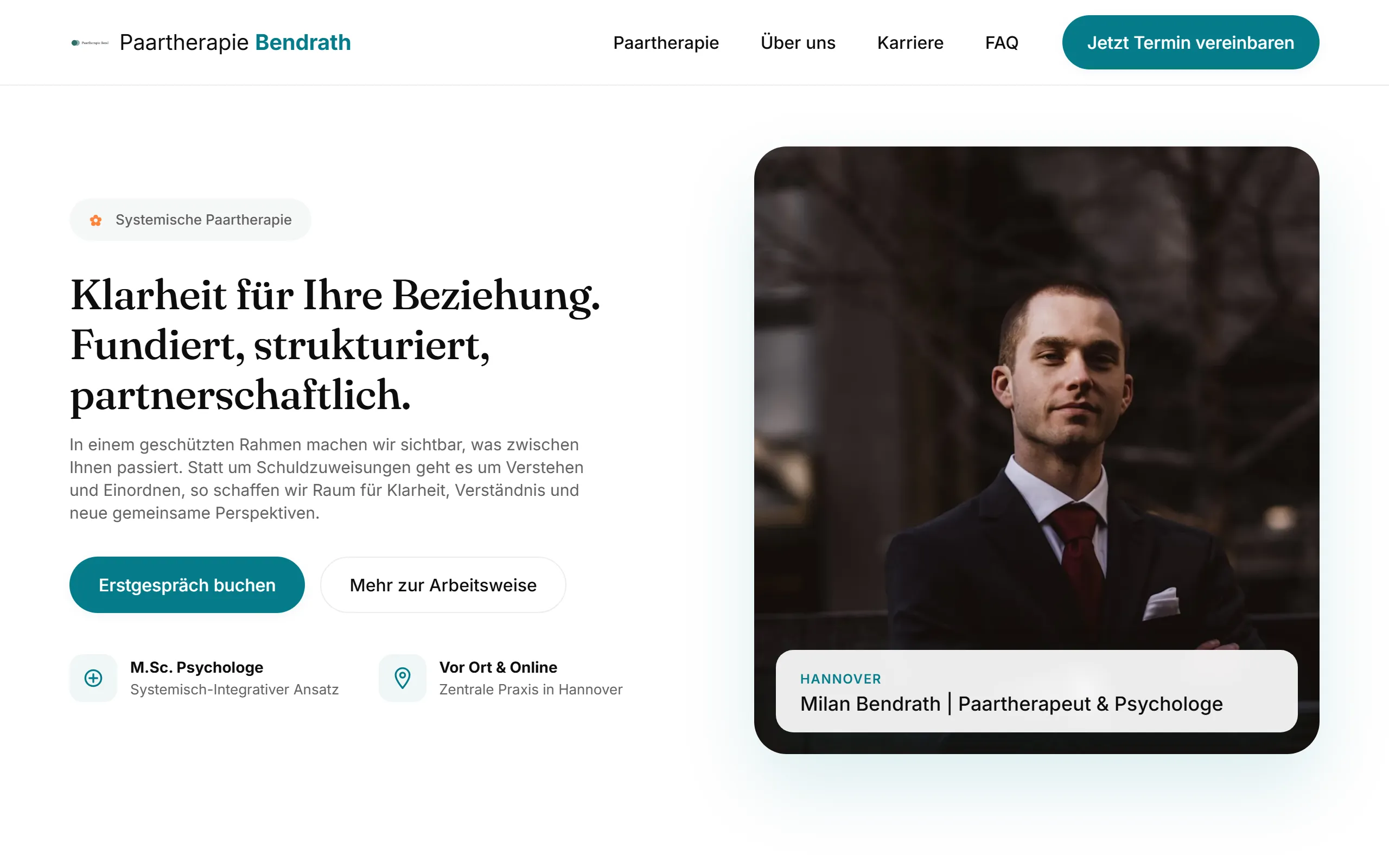 Startseite des Templates Bendrath