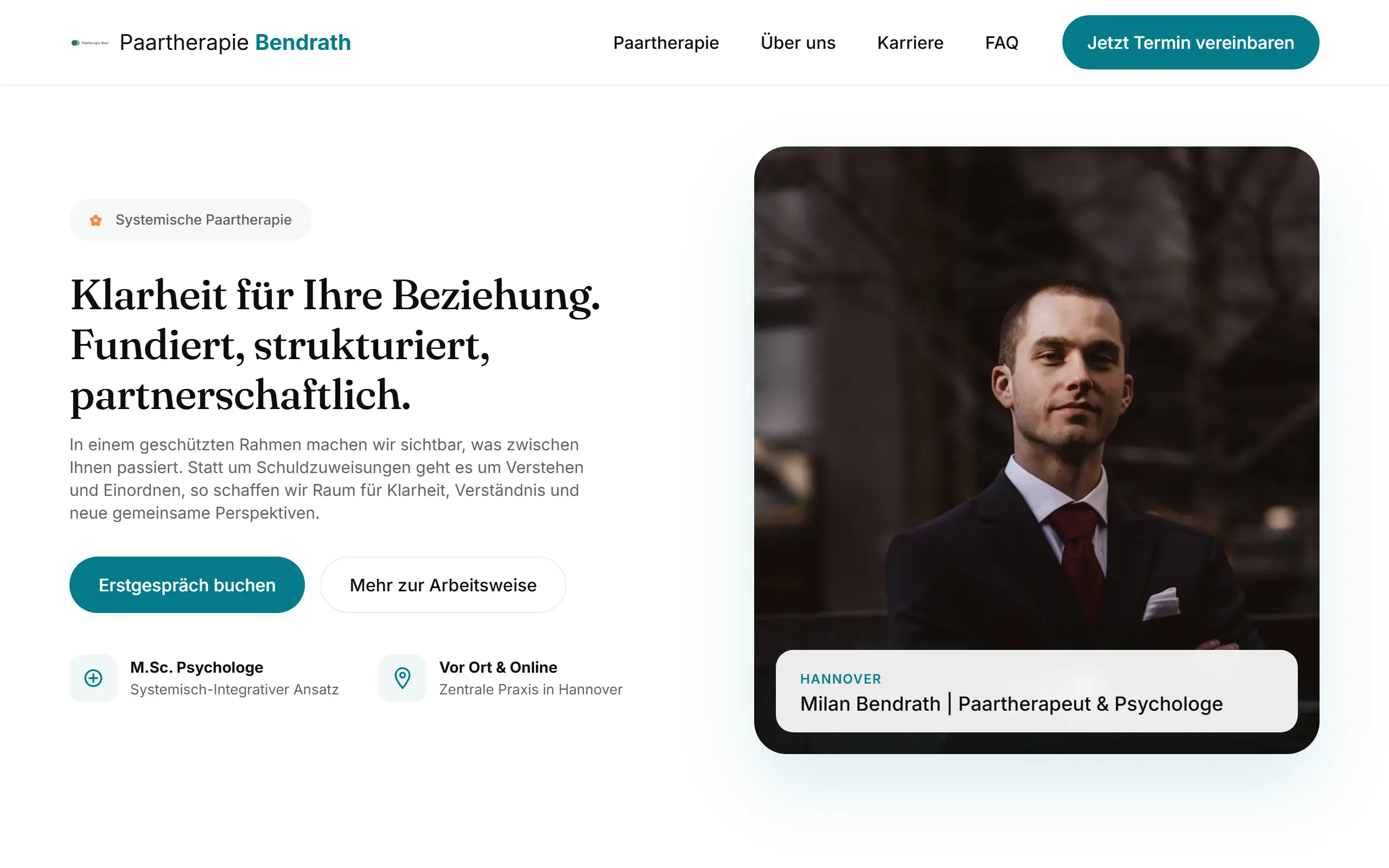 Startseite des Templates Bendrath für eine Praxis & Therapie