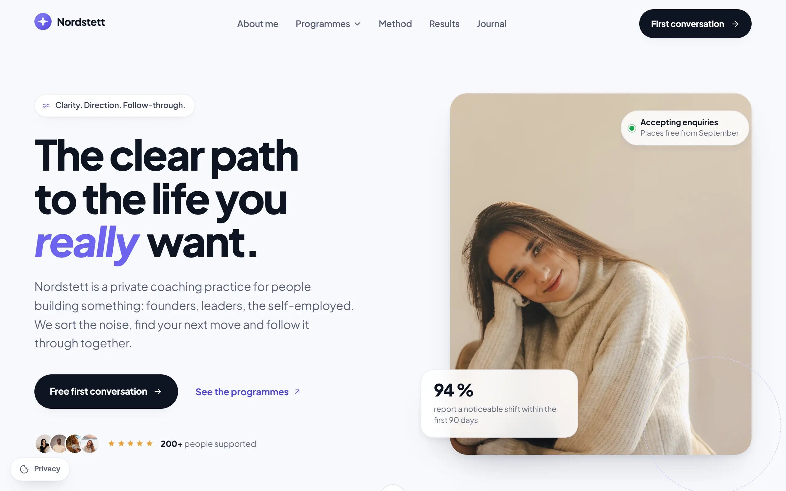 Home page of the Nordstett AI Website Template