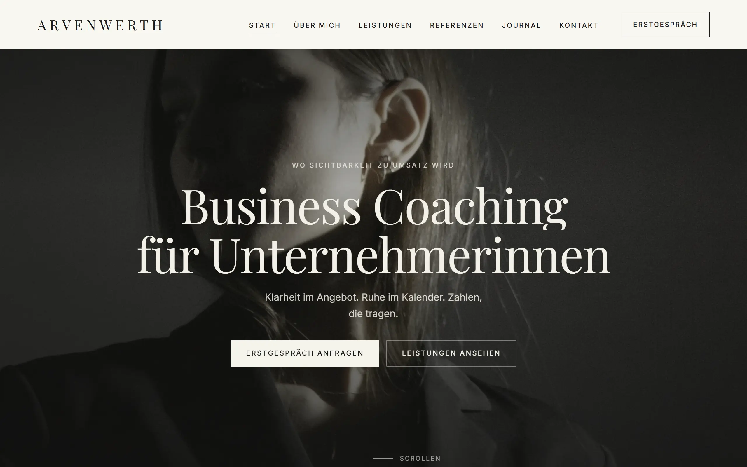 Startseite des Templates Arvenwerth für eine Coaching & Beratung