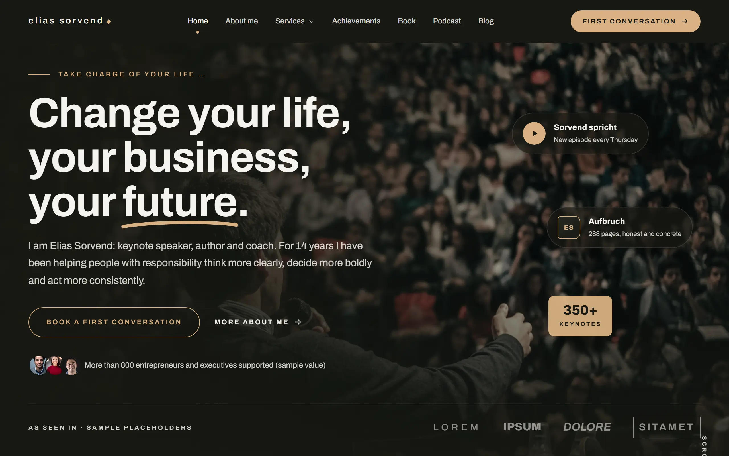 Home page of the Sorvend AI Website Template