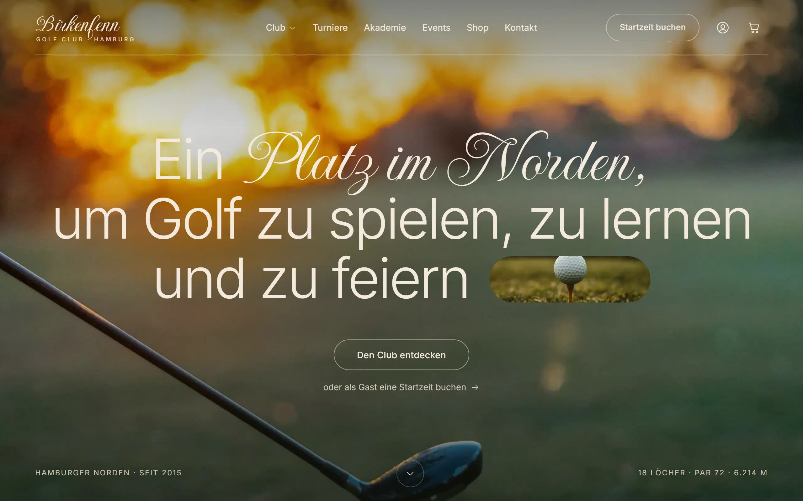 Startseite des Templates Birkenfenn für eine Golfclub & Clubleben