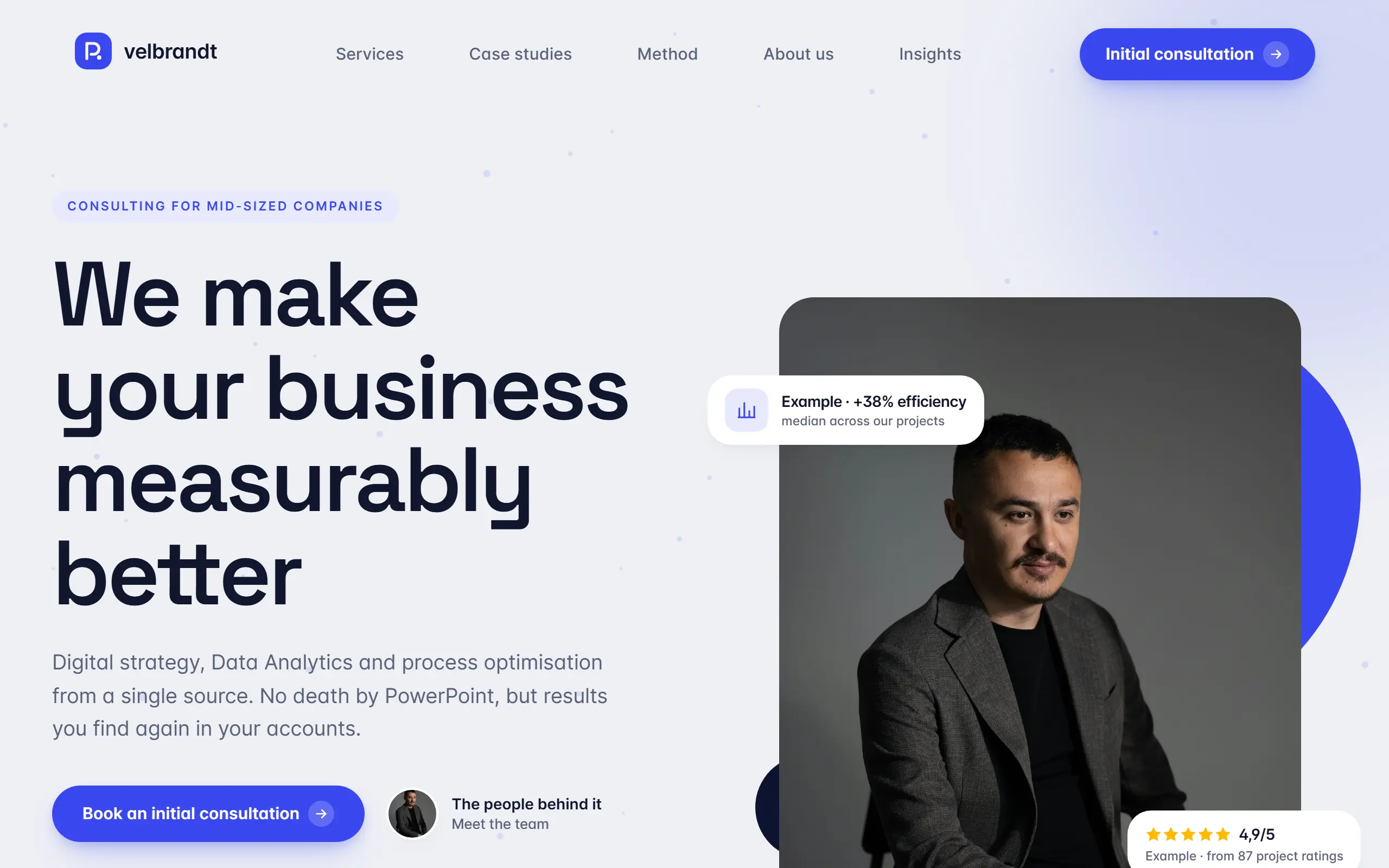 Home page of the Velbrandt AI Website Template