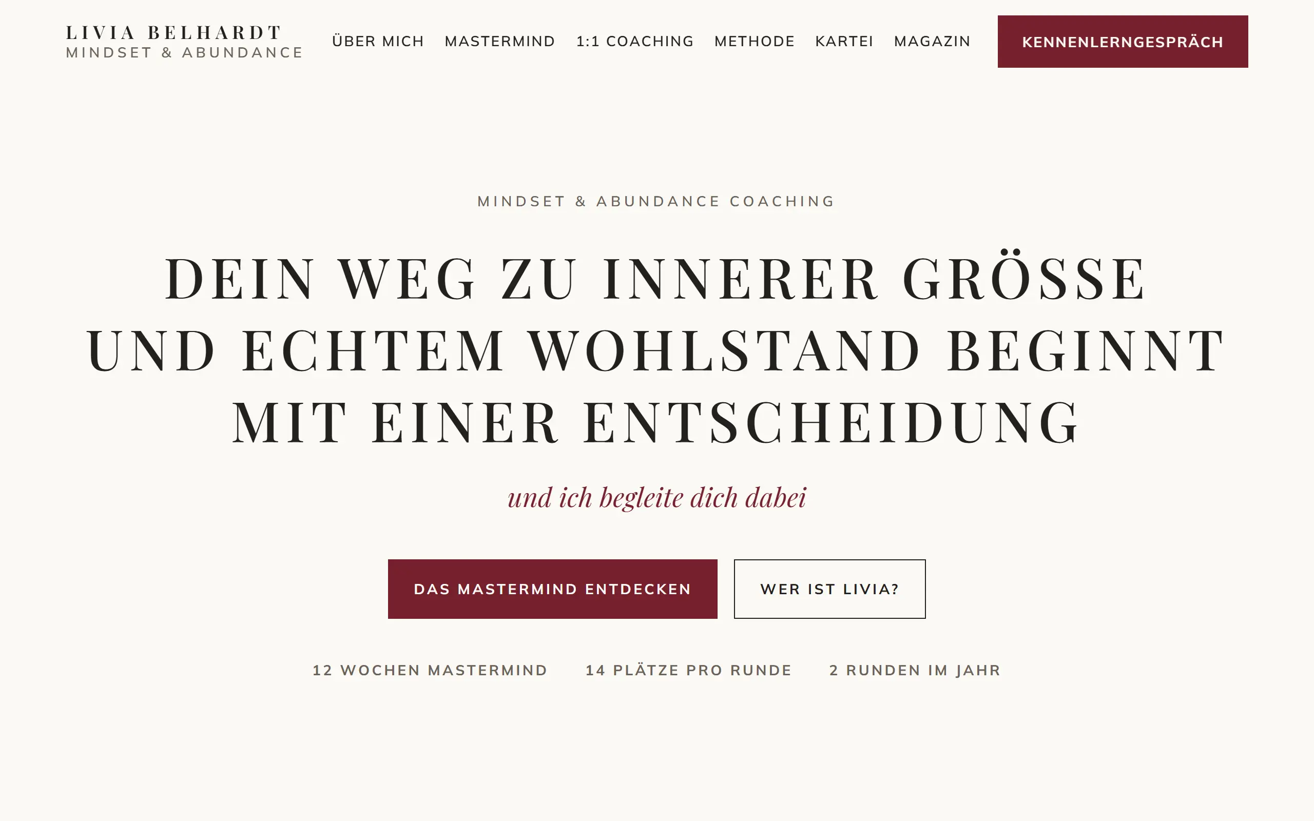 Startseite des Templates Belhardt für eine Coaching & Beratung