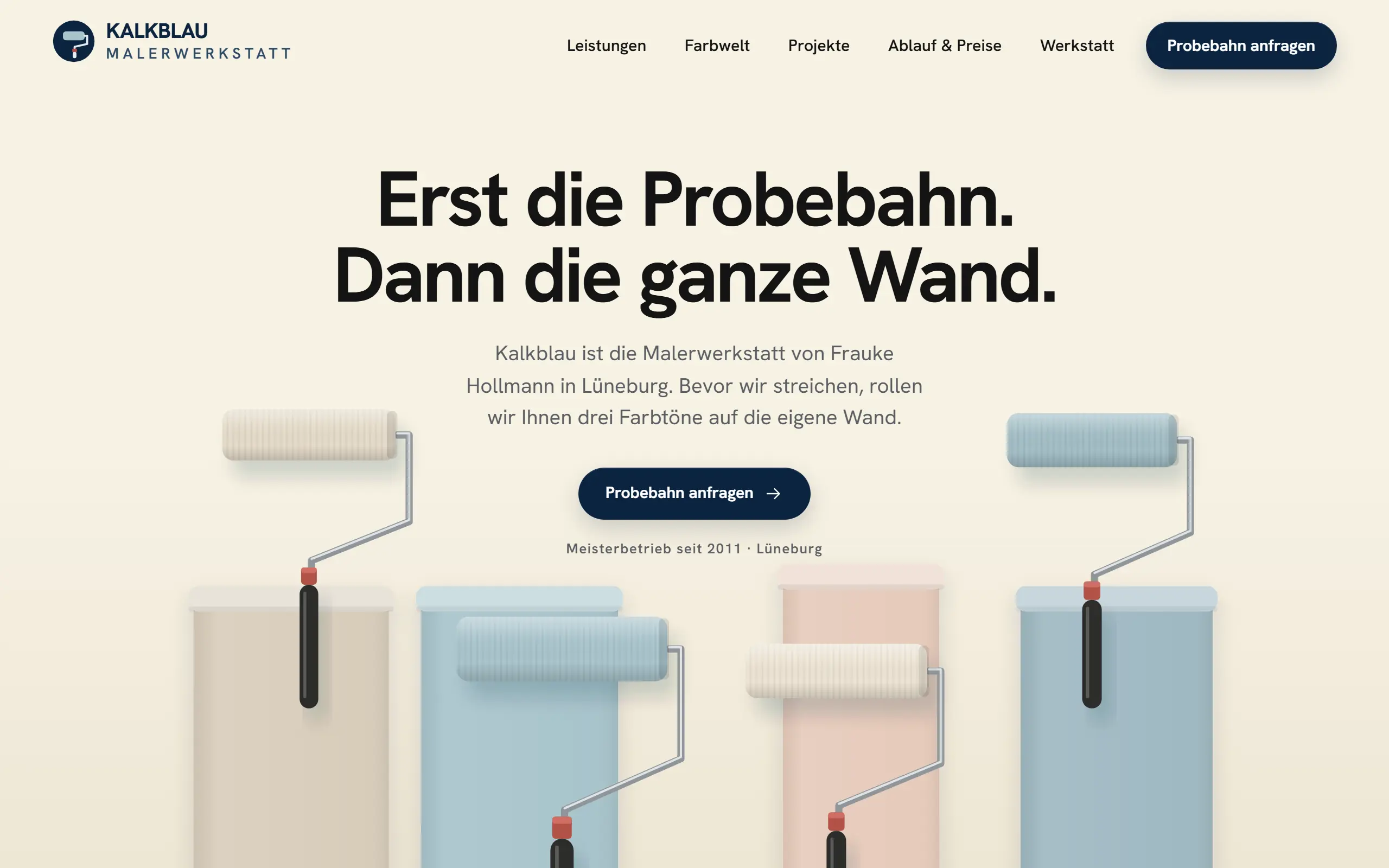 Startseite des Templates Kalkblau für Malerbetrieb