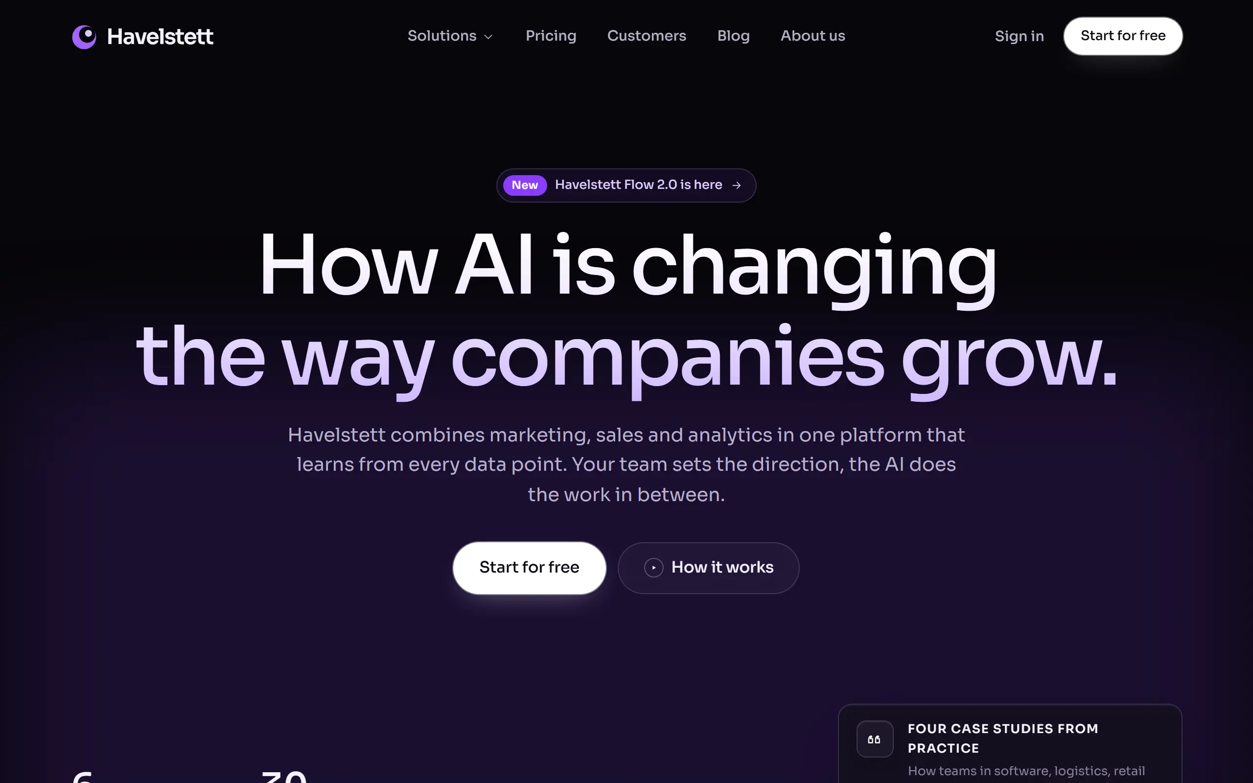 Home page of the Havelstett AI Website Template