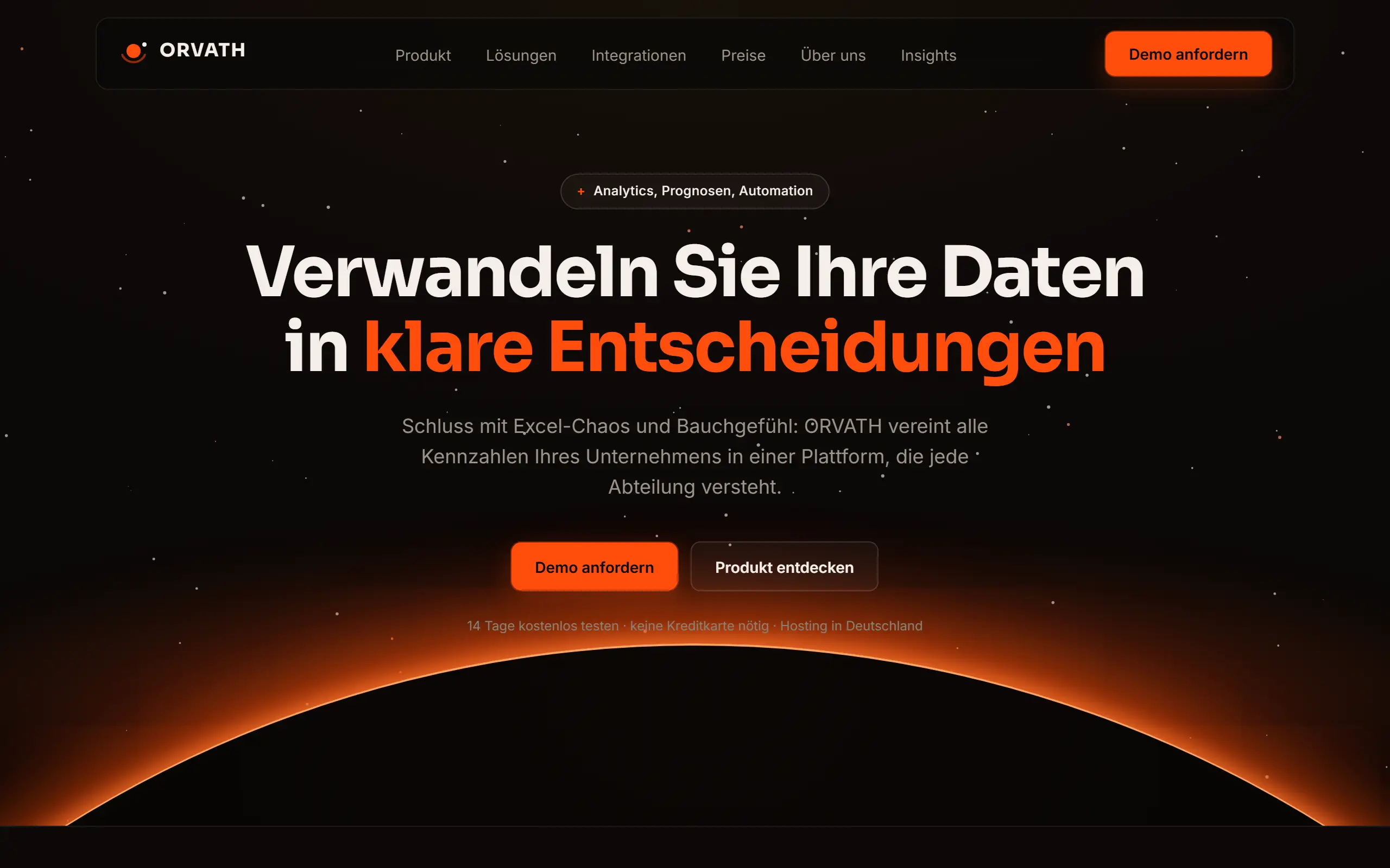 Startseite des Templates Orvath für eine SaaS & App