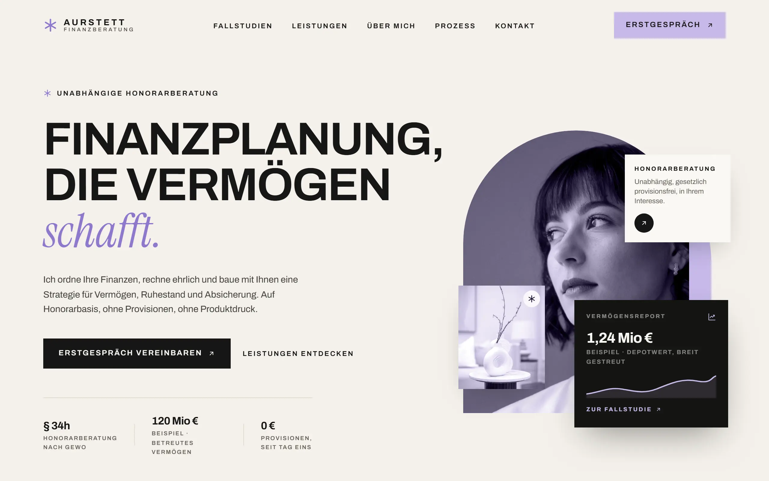 Startseite des Templates Aurstett für eine Finanzberatung