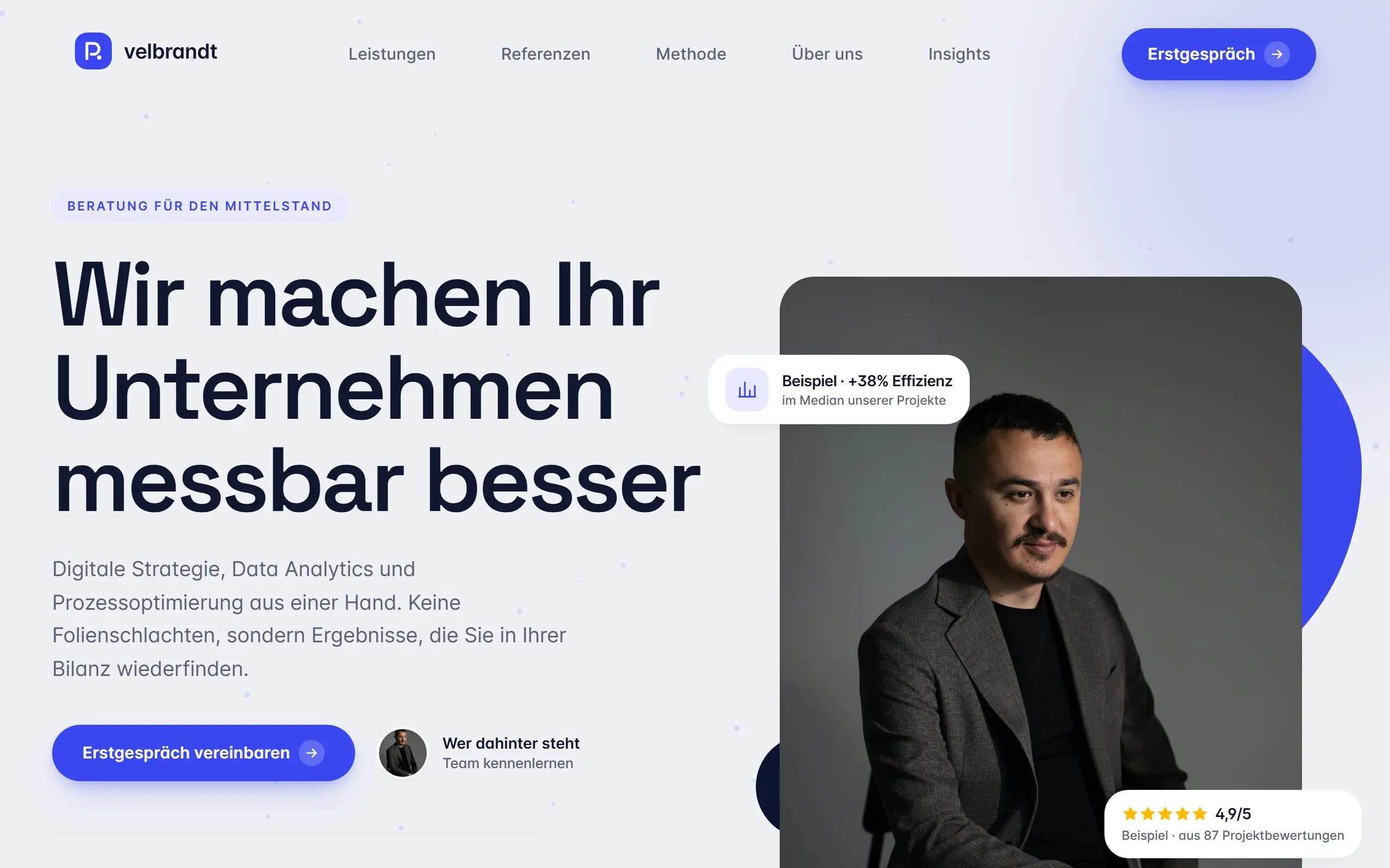 Startseite des Templates Velbrandt für eine Coaching & Beratung
