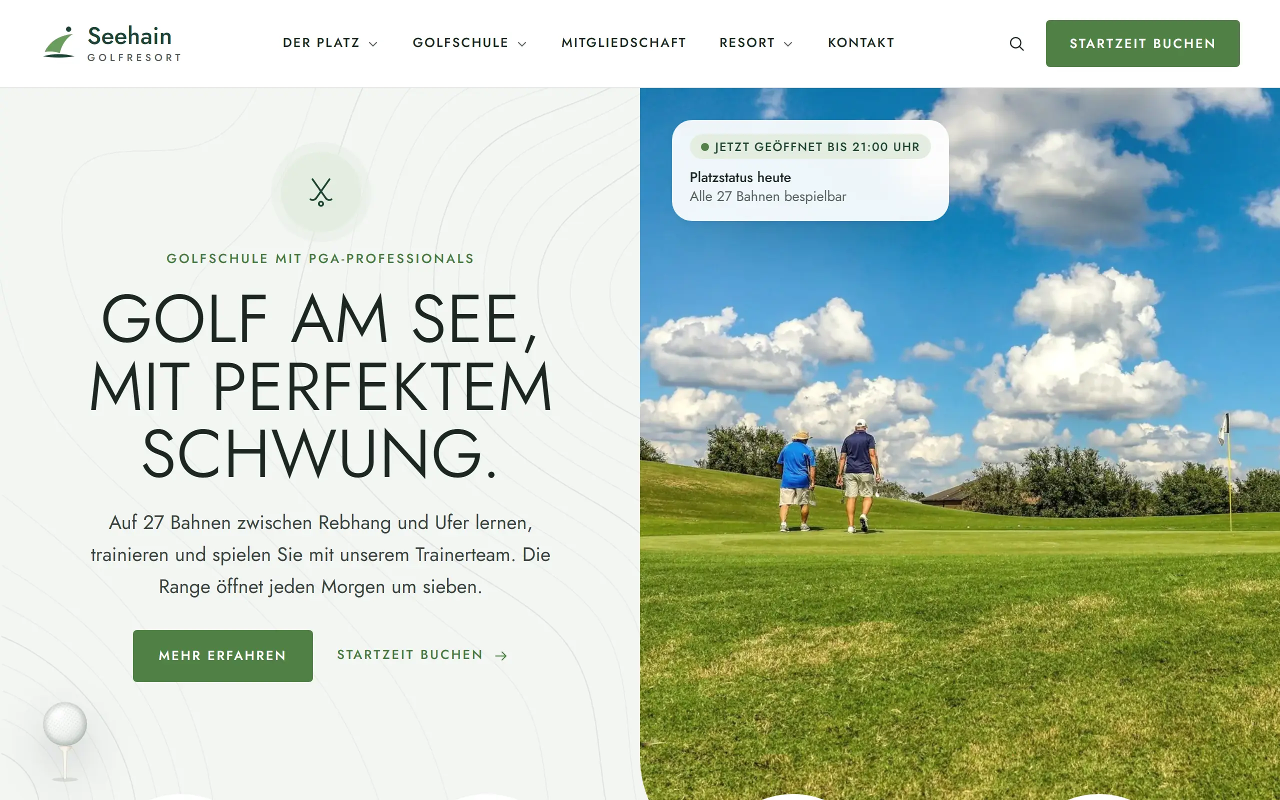 Startseite des Templates Seehain für eine Golfresort & Hotel