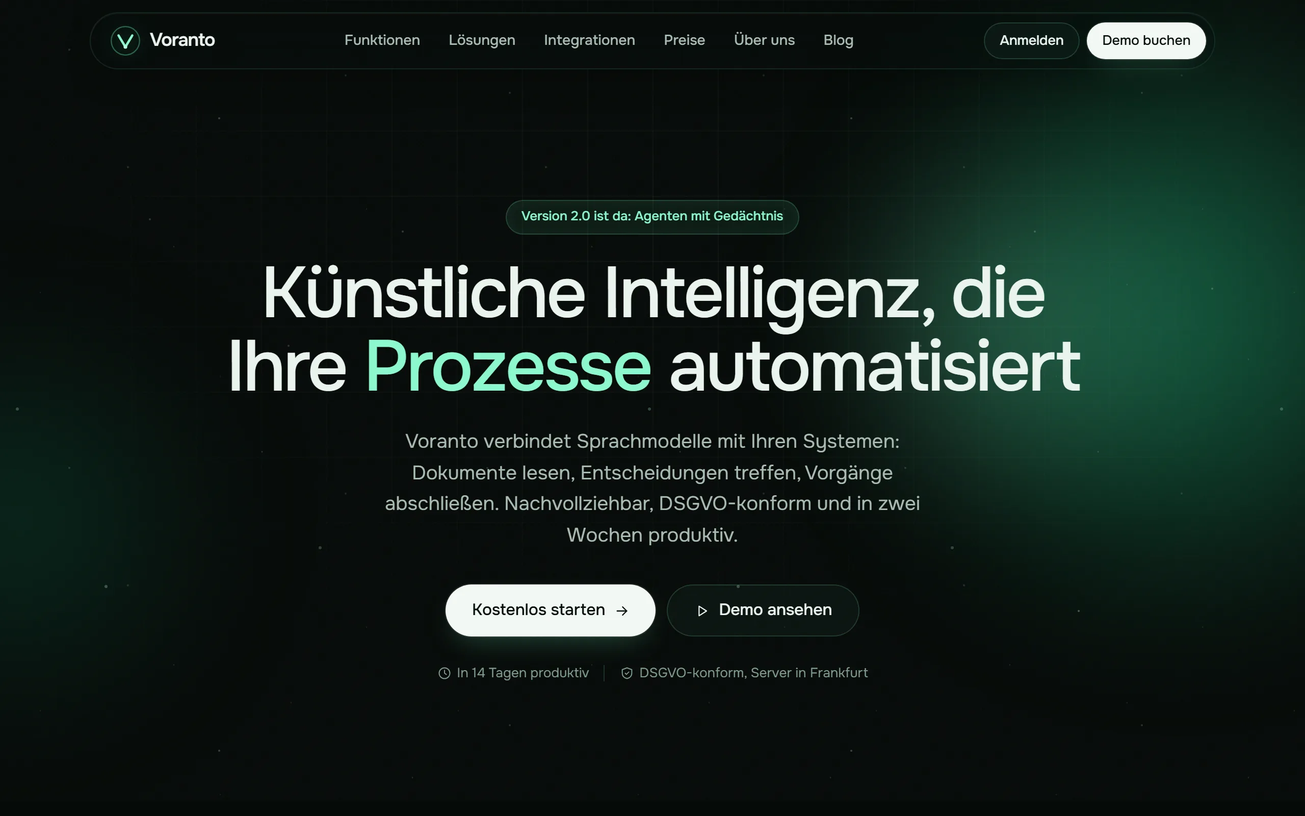 Startseite des Templates Voranto
