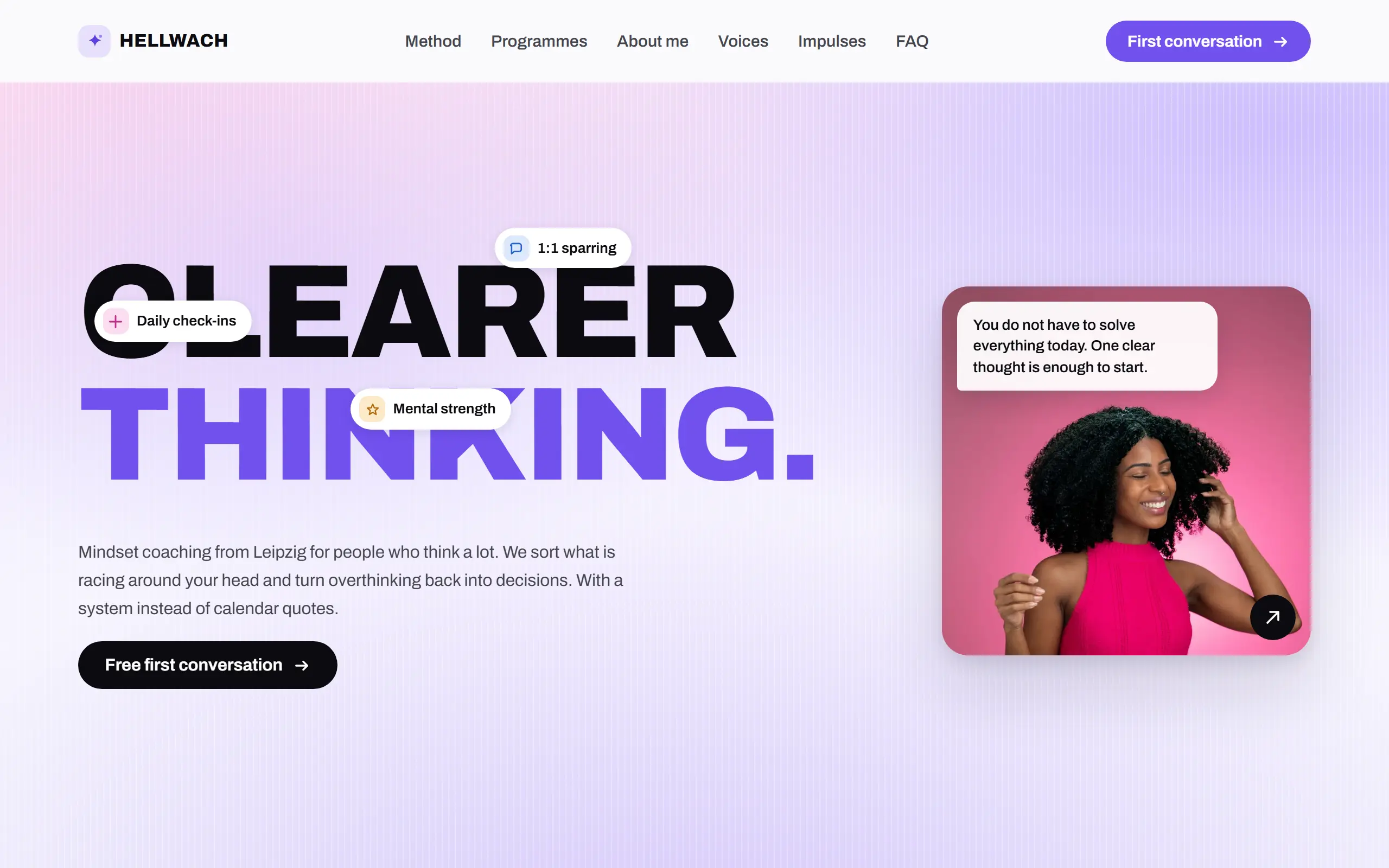 Home page of the Hellwach AI Website Template