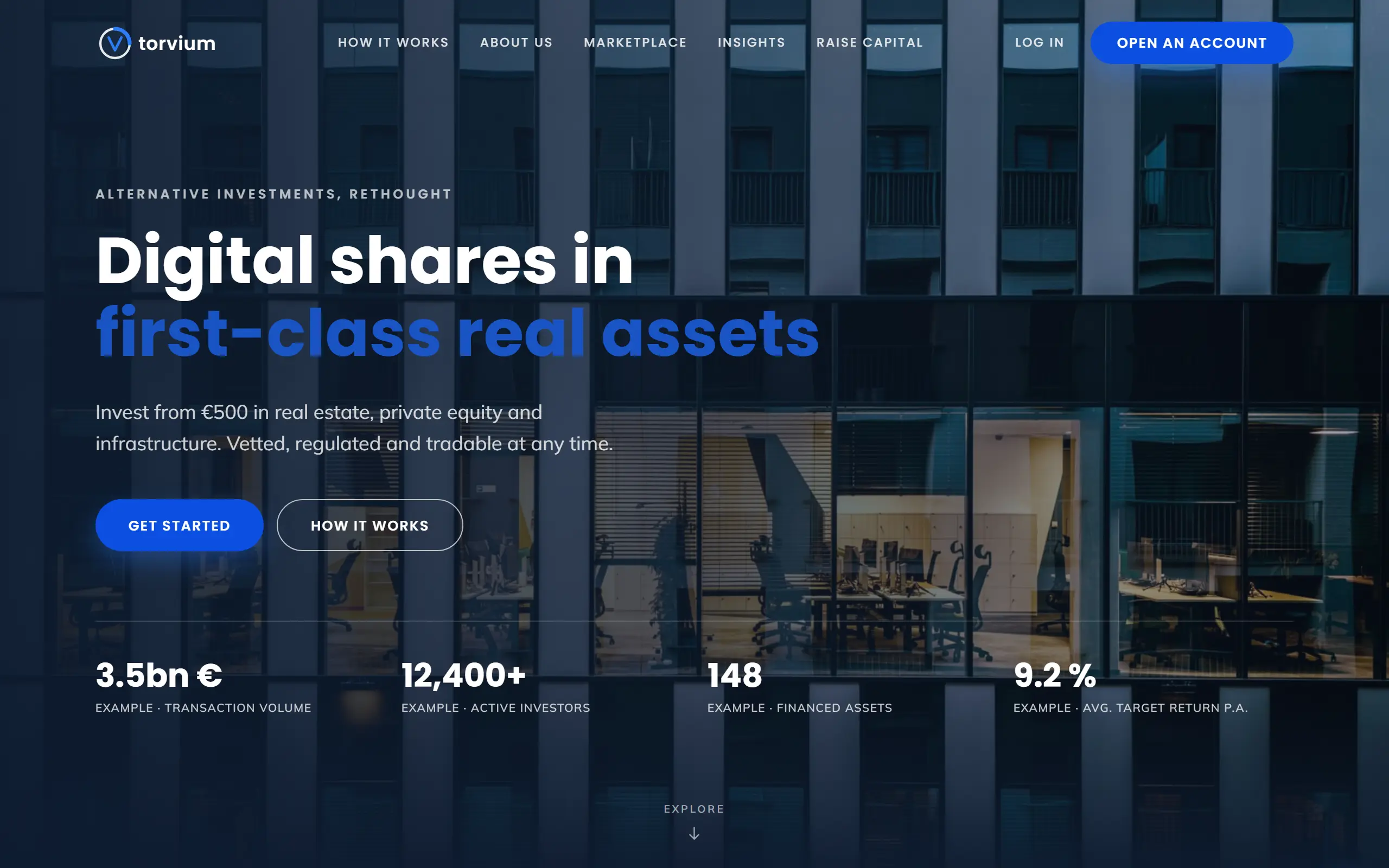 Home page of the Torvium AI Website Template