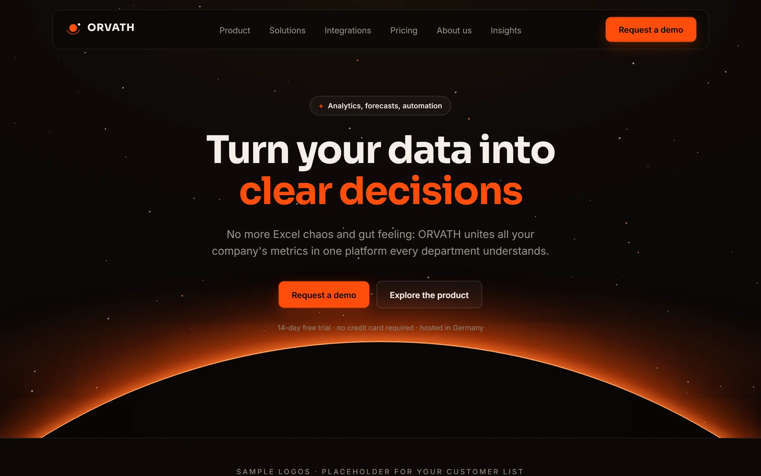 Home page of the Orvath AI Website Template