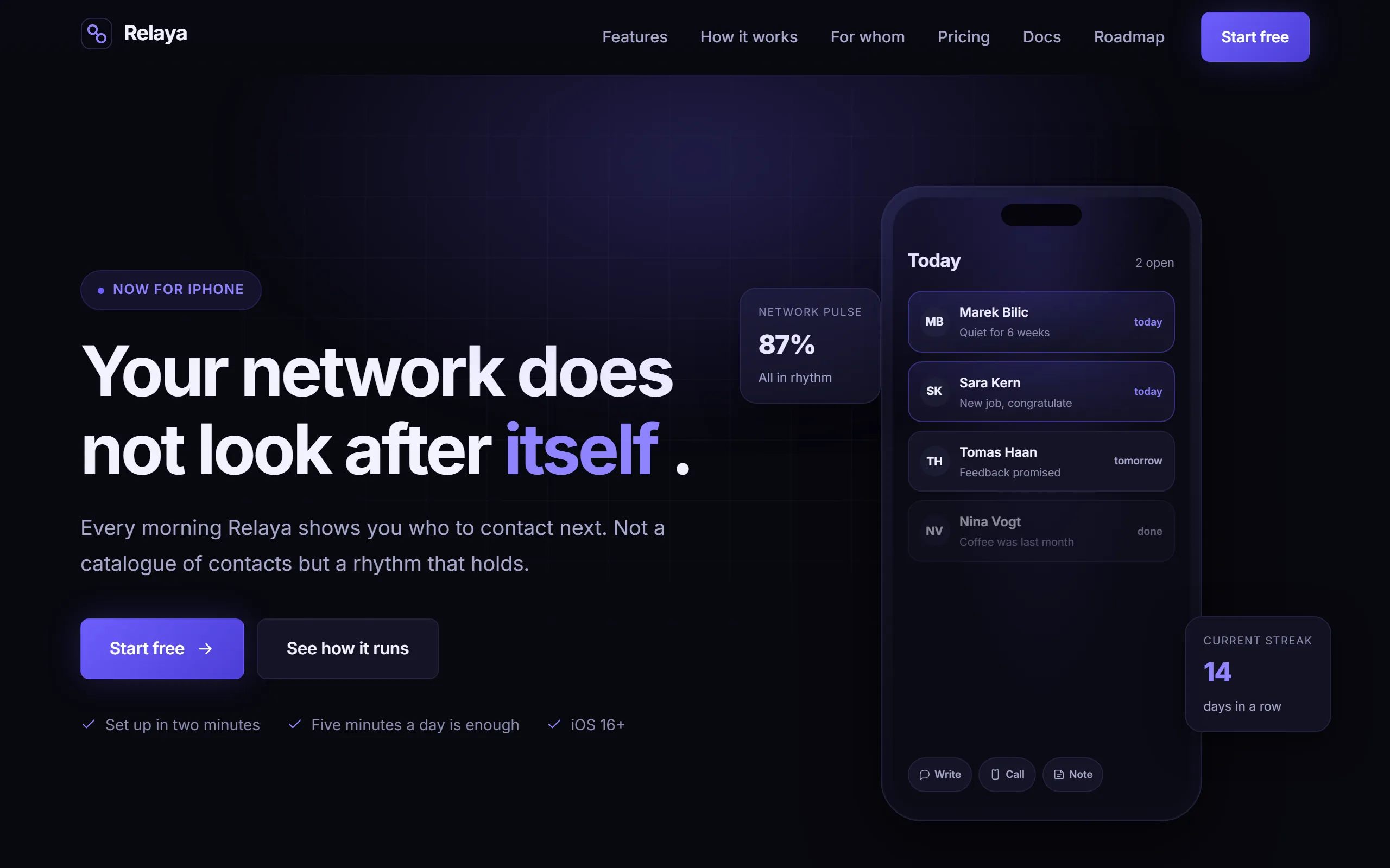 Homepage of the Relaya template for SaaS products and apps