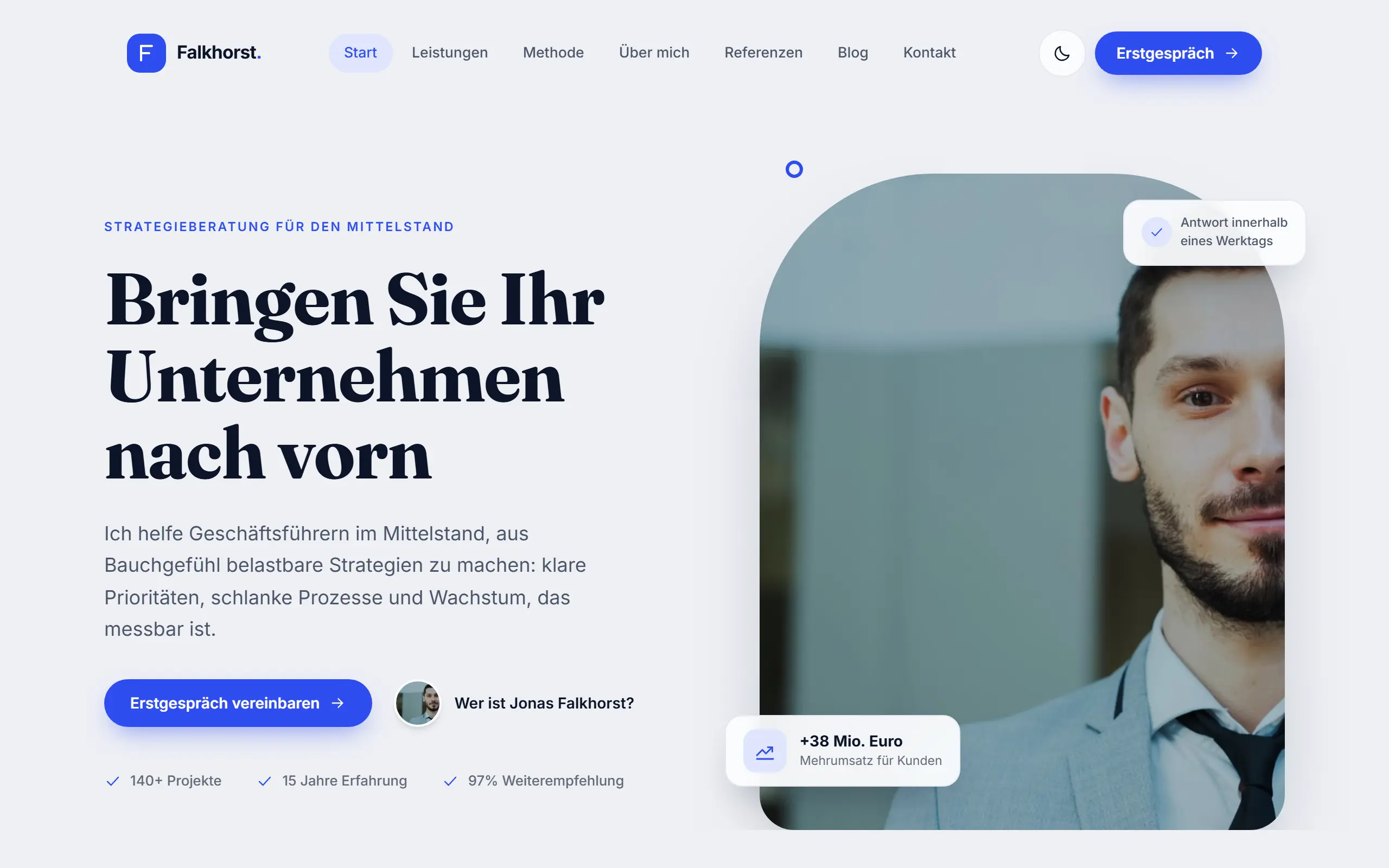 Startseite des Templates Falkhorst für eine Coaching & Beratung