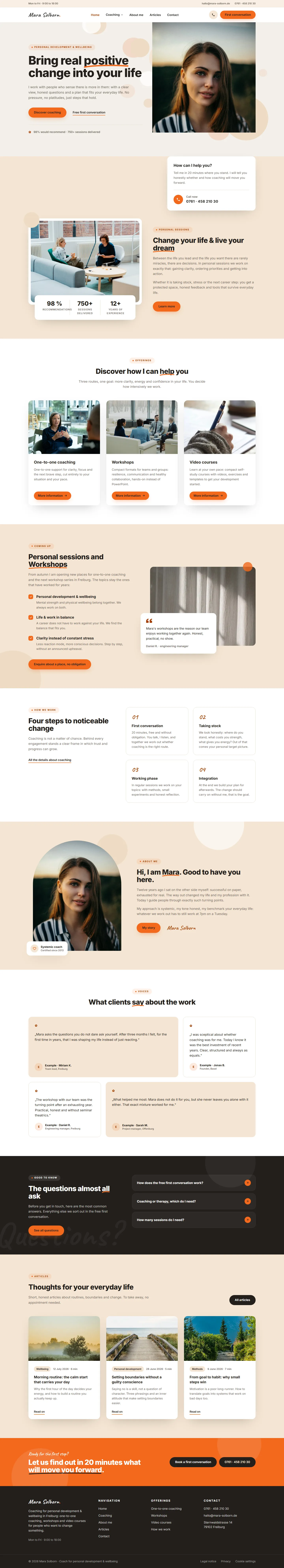 Full homepage of the Solborn template
