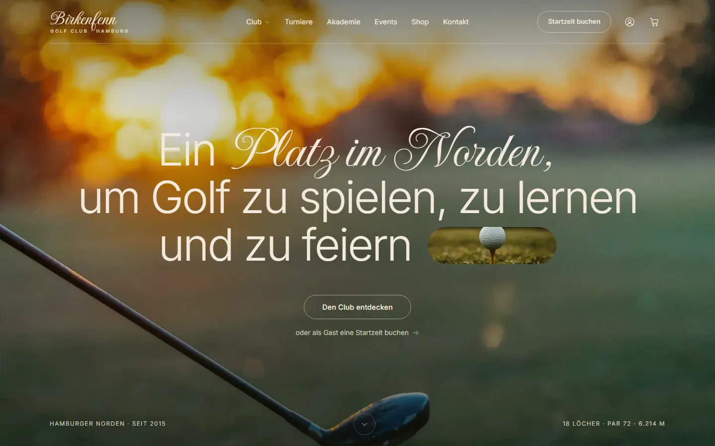 Startseite des Templates Birkenfenn für Golfclub & Clubleben