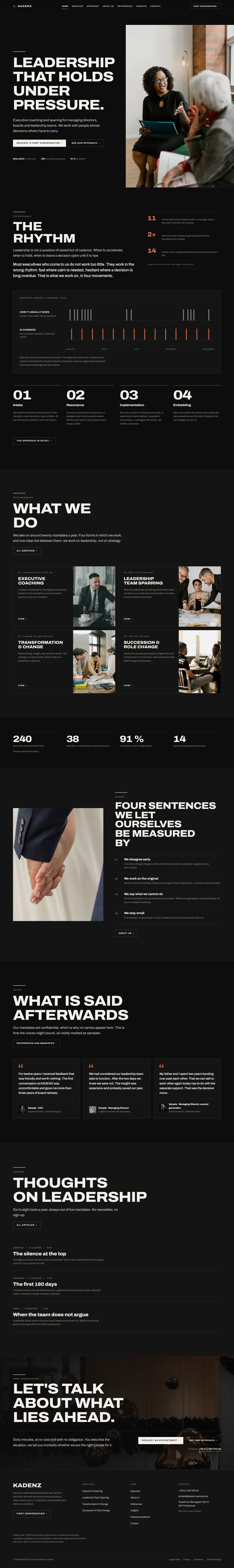 Full homepage of the Kadenz template