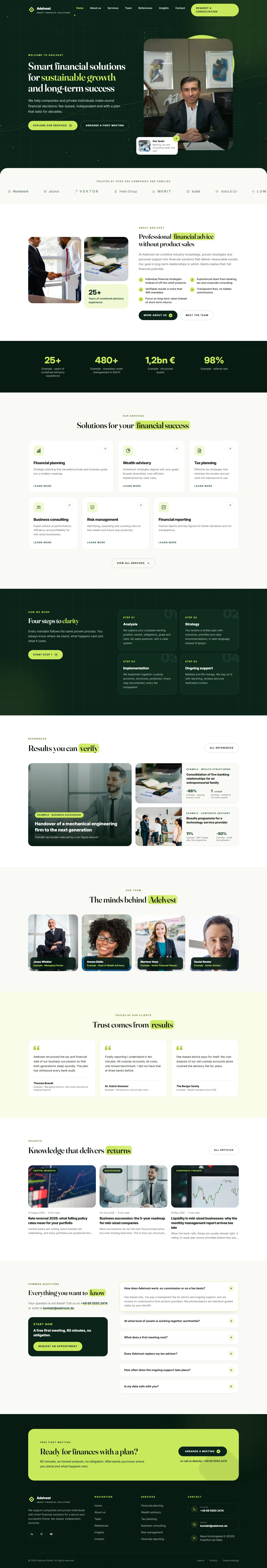 Full homepage of the Adelvest template