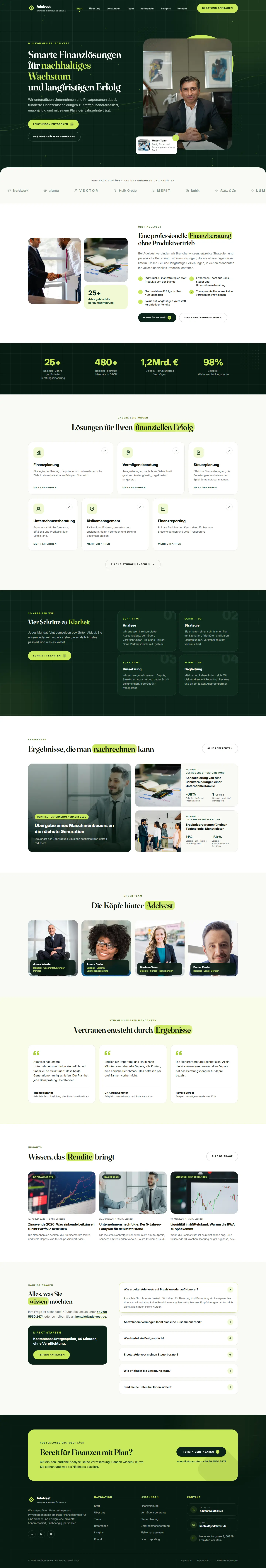 Startseite des Templates Adelvest für eine Finanzberatung