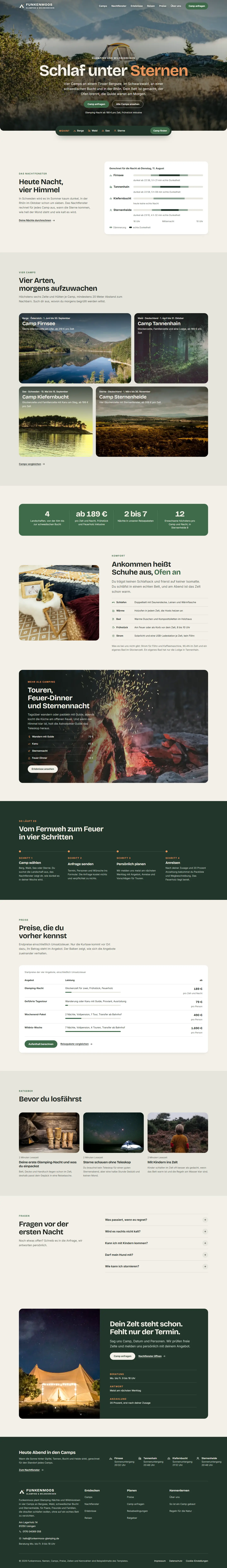 Vollständige Startseite des Templates Funkenmoos