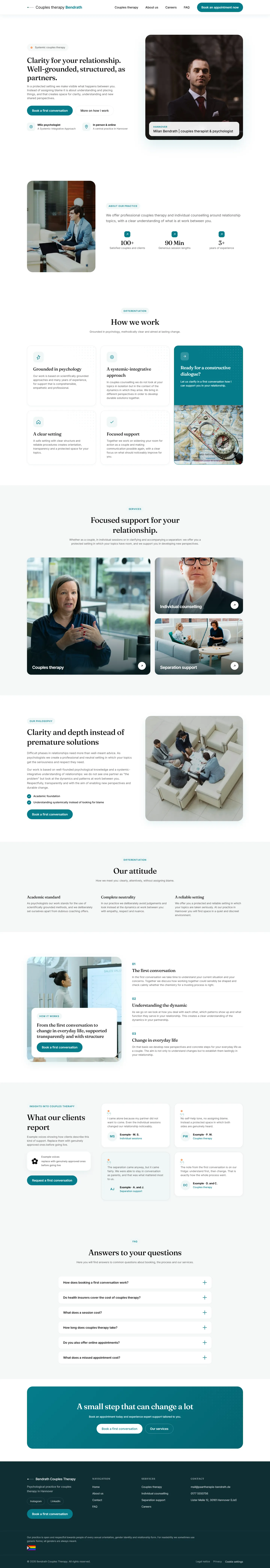 Full homepage of the Bendrath template