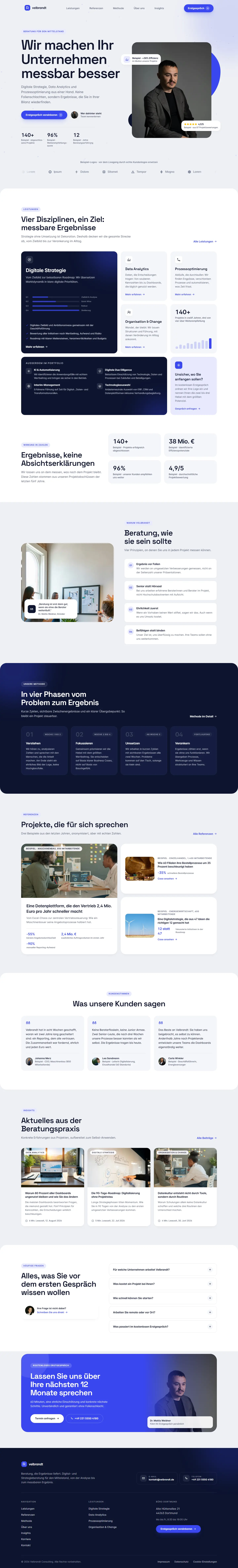 Vollständige Startseite des Templates Velbrandt