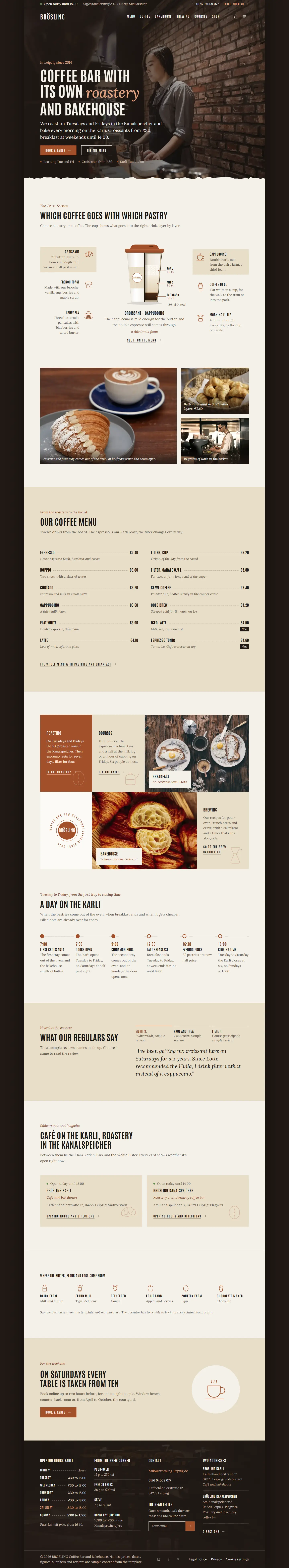 Full homepage of the Brösling template