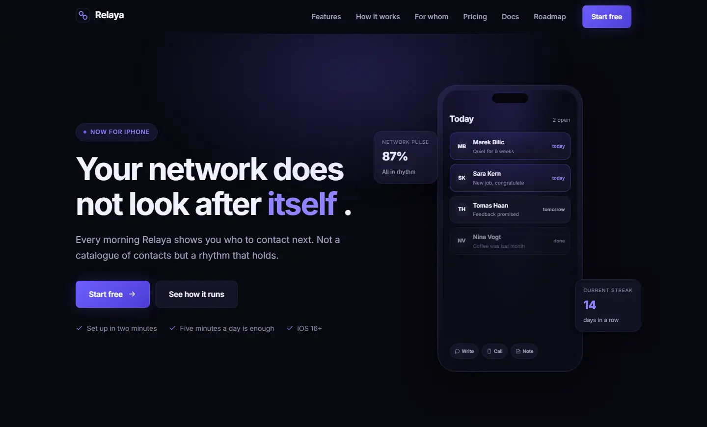 Homepage of the Relaya template for SaaS products and apps