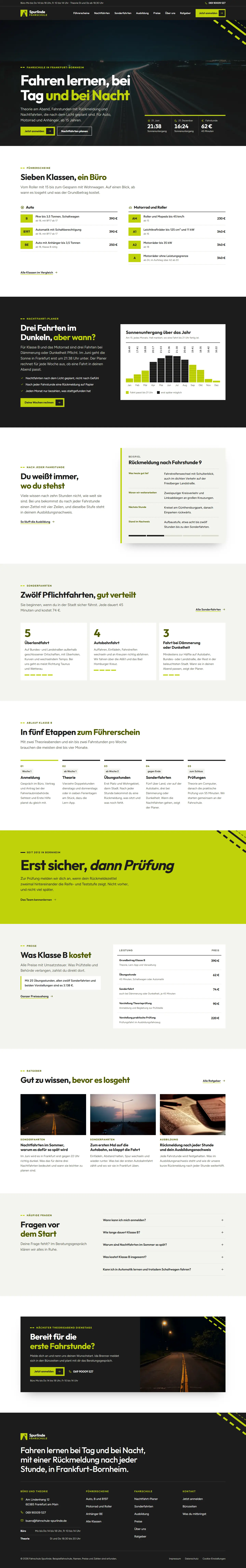 Vollständige Startseite des Templates Spurlinde