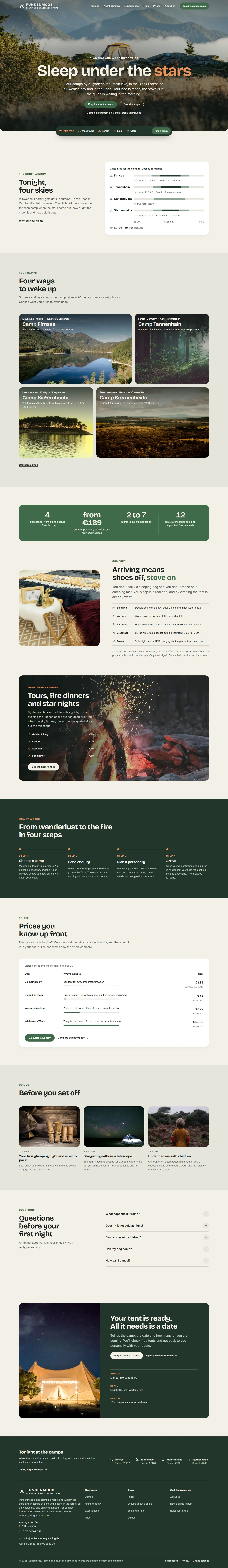 Full homepage of the Funkenmoos template
