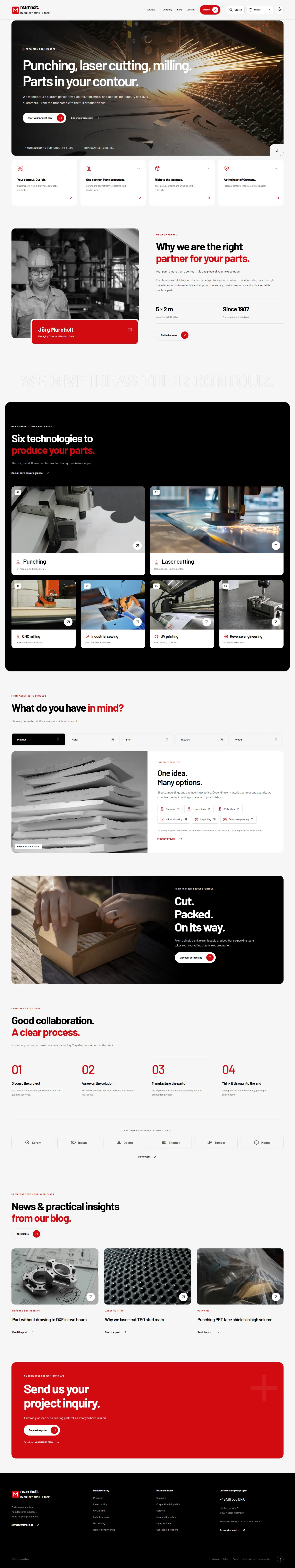 Full homepage of the Marnholt template