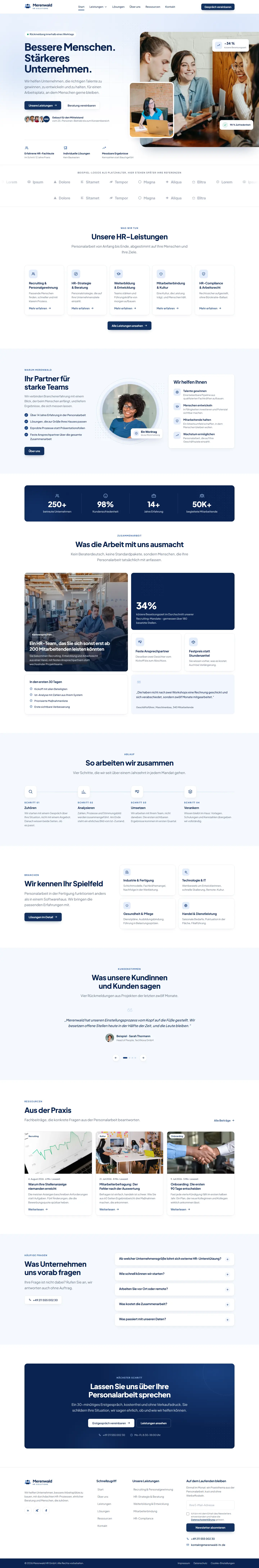 Vollständige Startseite des Templates Merenwald
