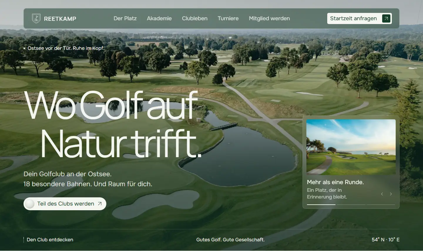 Startseite des Templates Reetkamp für Golfclub & Sportanlage