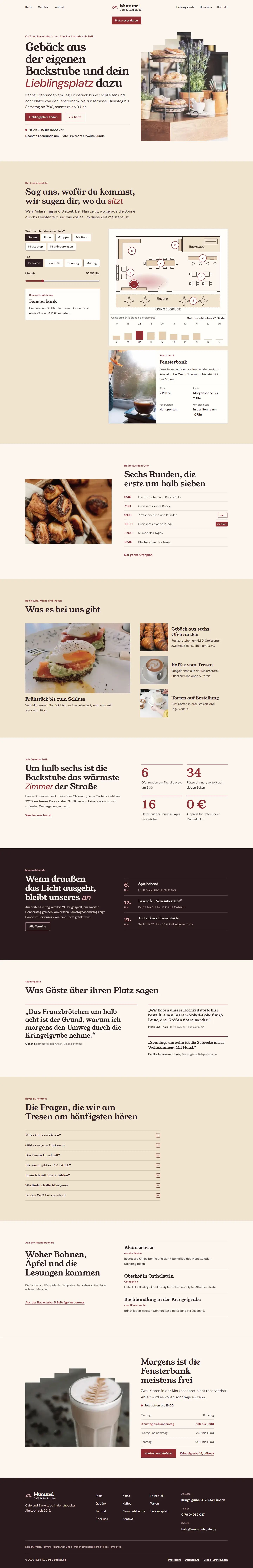 Startseite des Templates Mummel für Café & Backstube