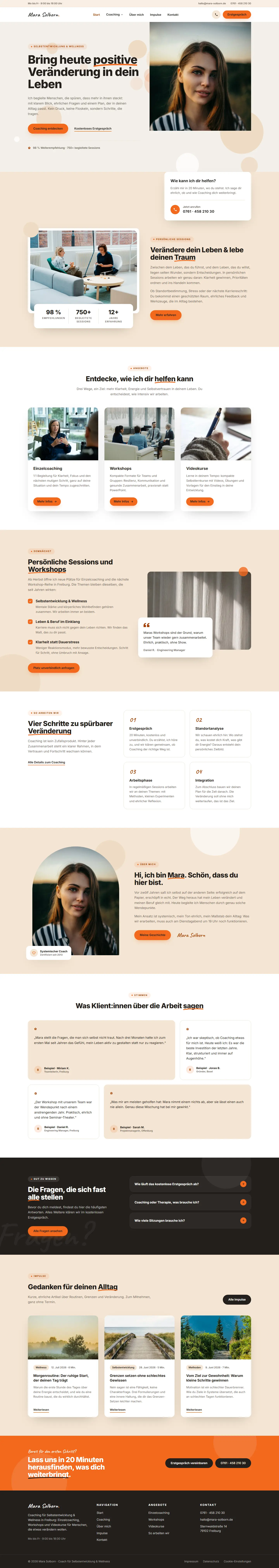 Vollständige Startseite des Templates Solborn