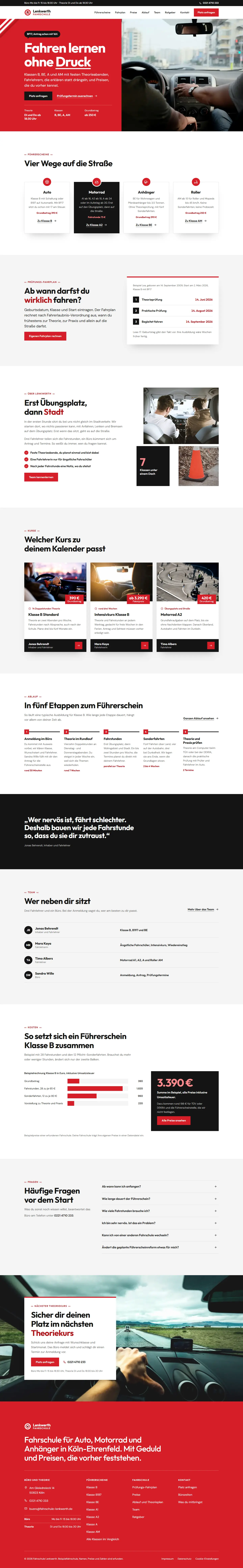 Vollständige Startseite des Templates Lenkwerth