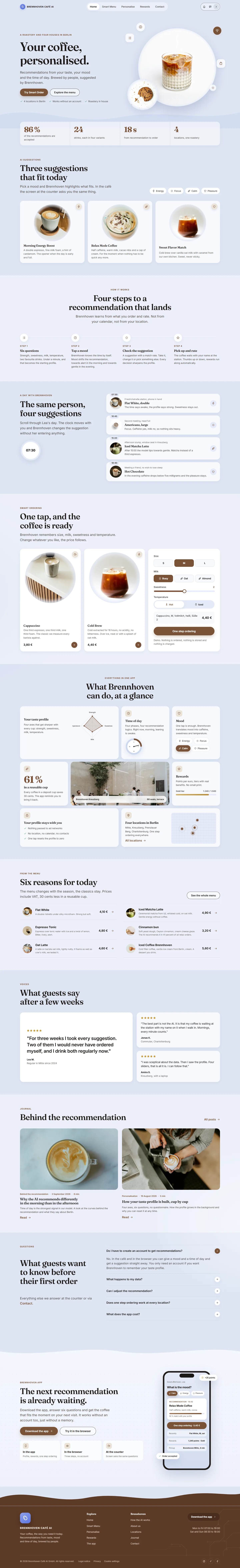 Full homepage of the Brennhoven template