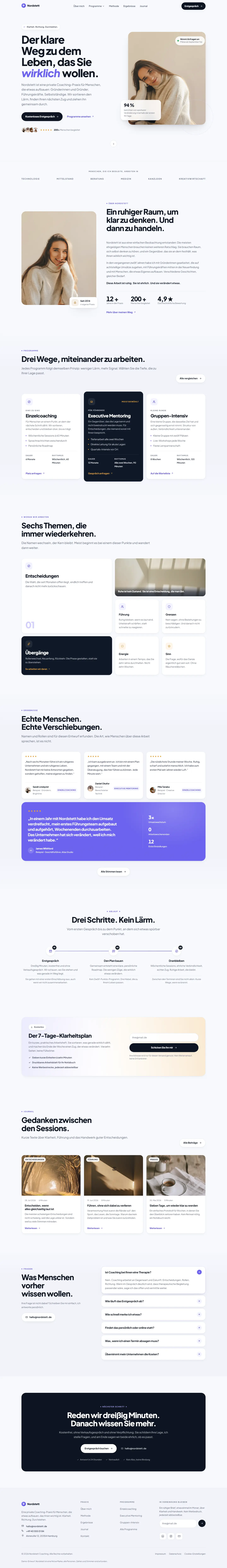 Startseite des Templates Nordstett für eine Coaching & Beratung