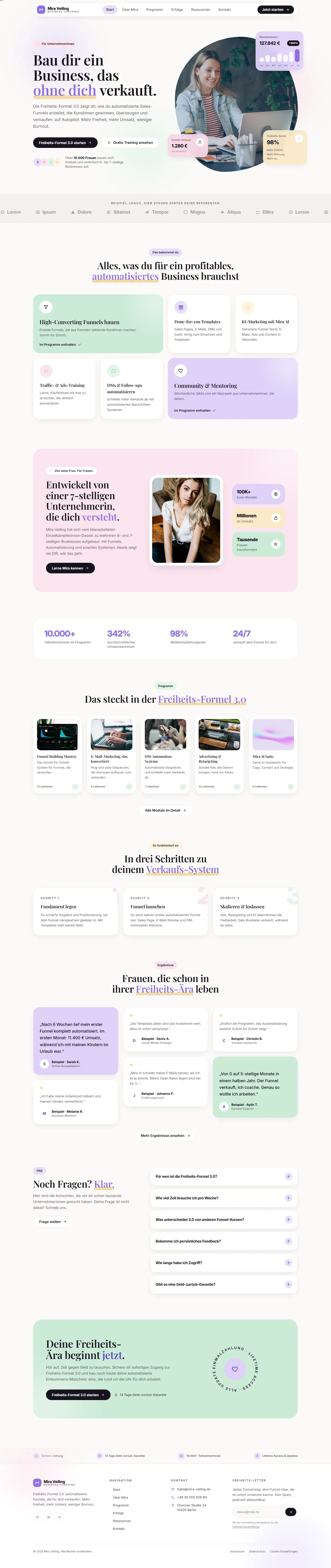 Startseite des Templates Velling für eine Coaching & Beratung